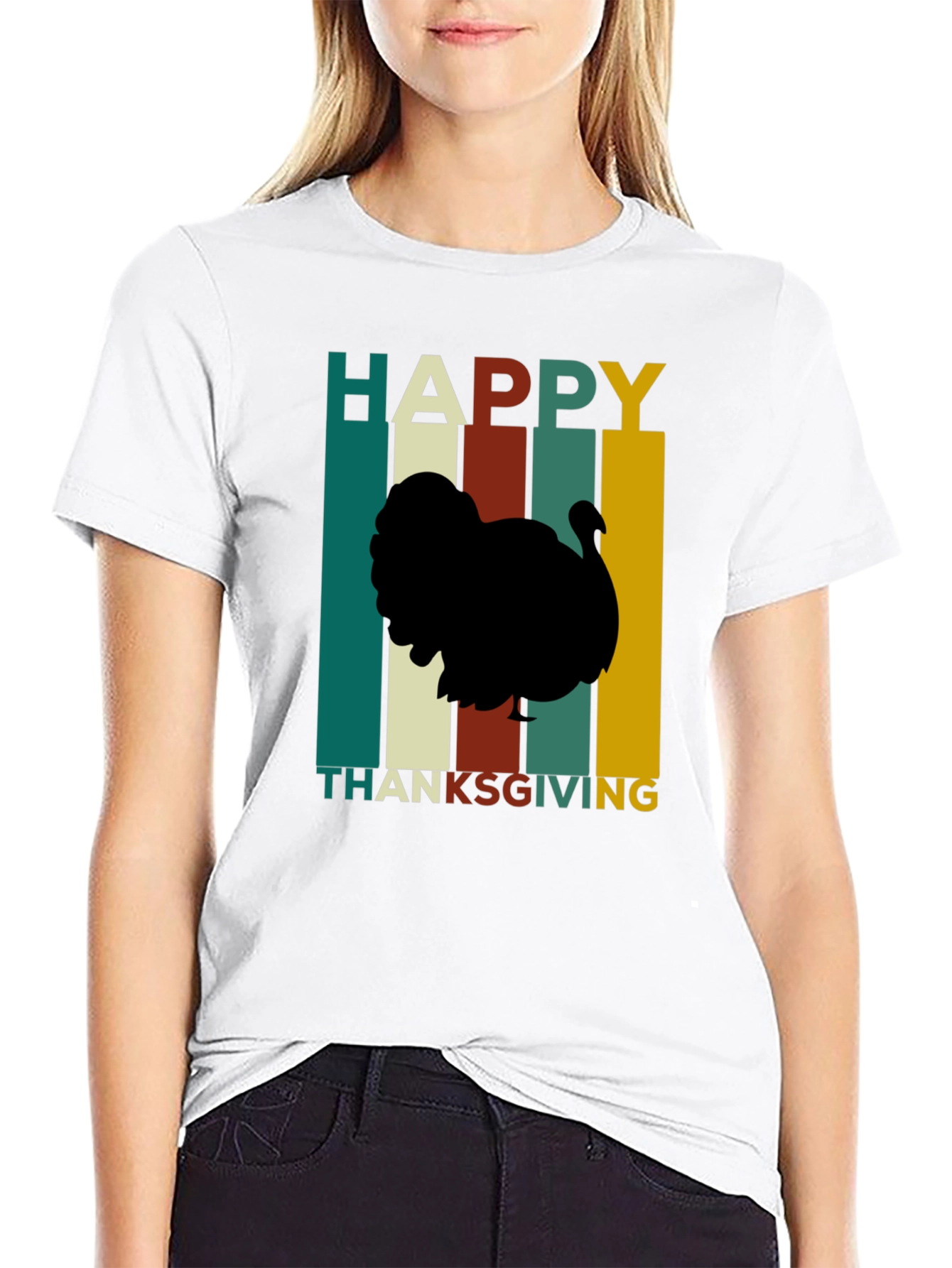 Happy Thanksgiving Turkey Silhouette T-Shirt