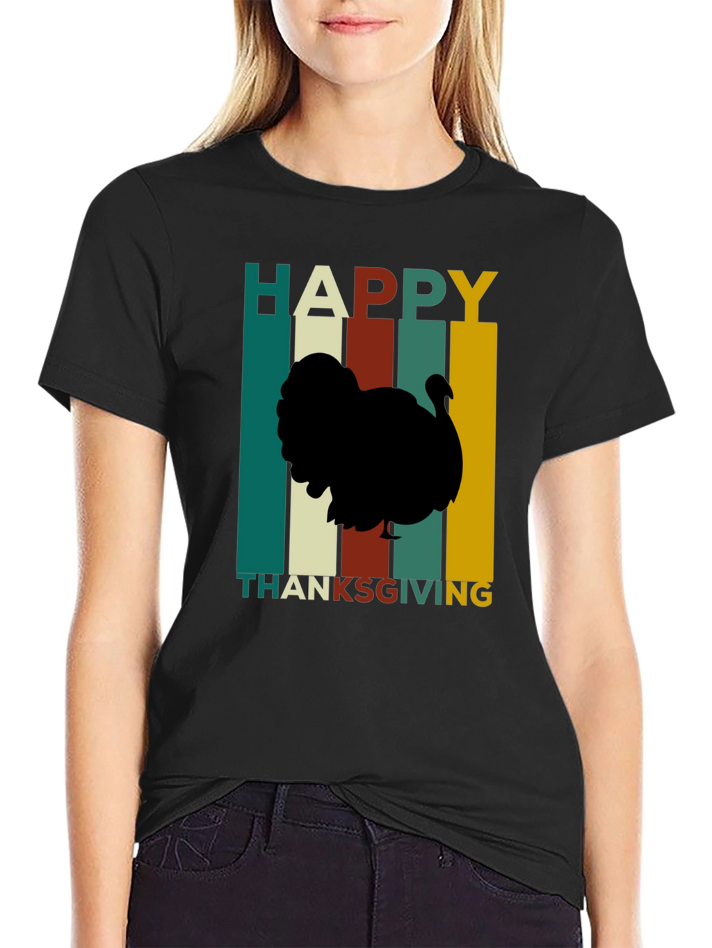 Happy Thanksgiving Turkey Silhouette T-Shirt