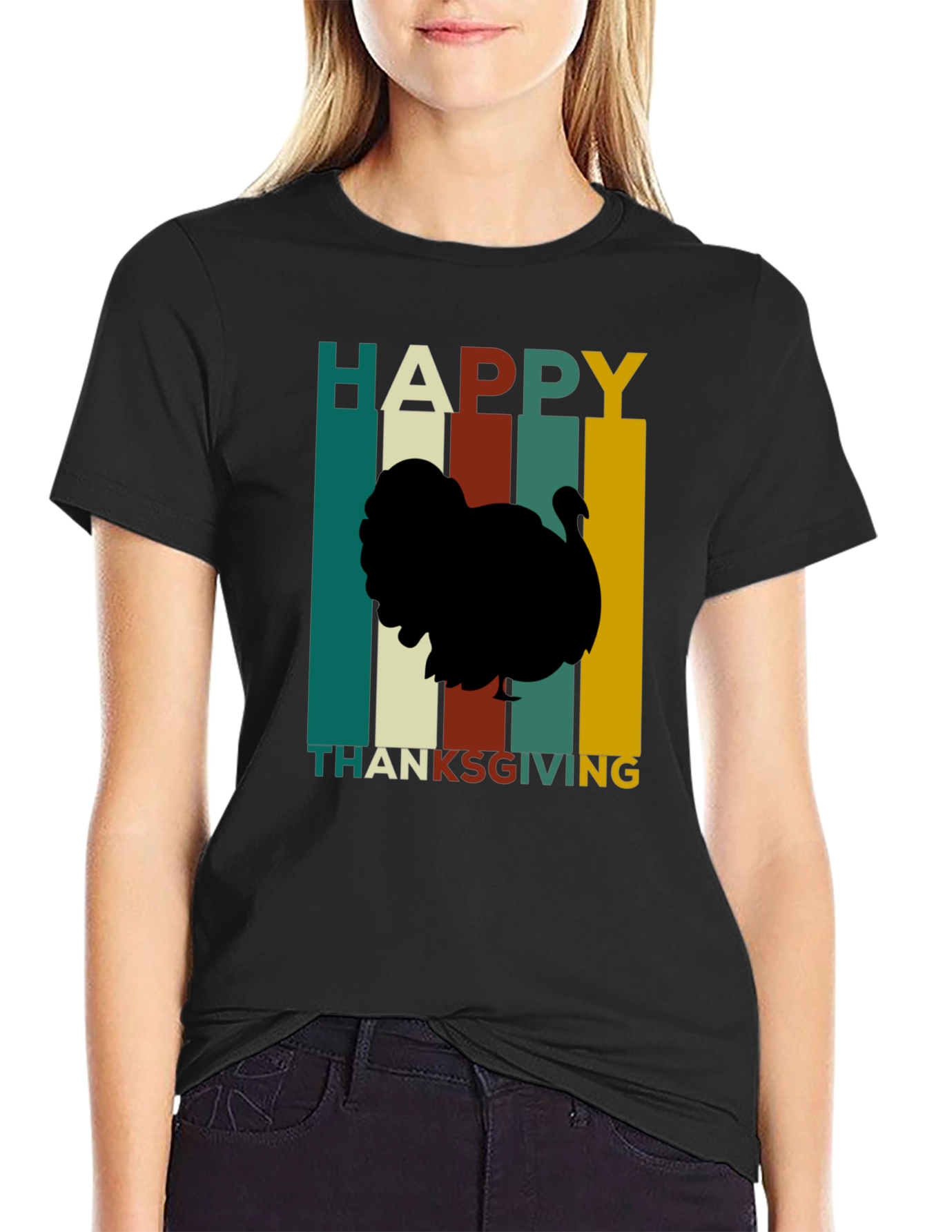 Happy Thanksgiving Turkey Silhouette T-Shirt
