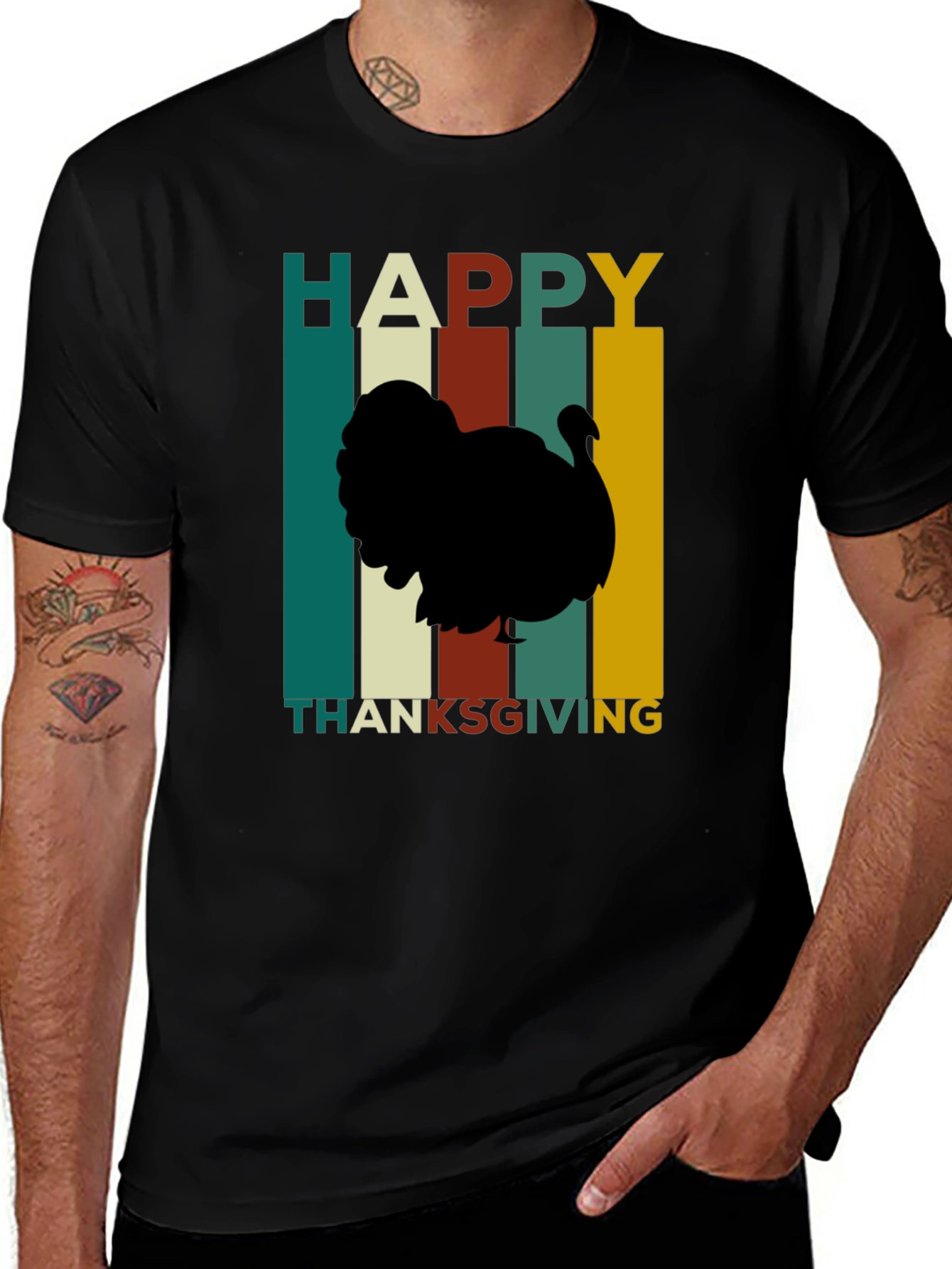 Happy Thanksgiving Turkey Silhouette T-Shirt