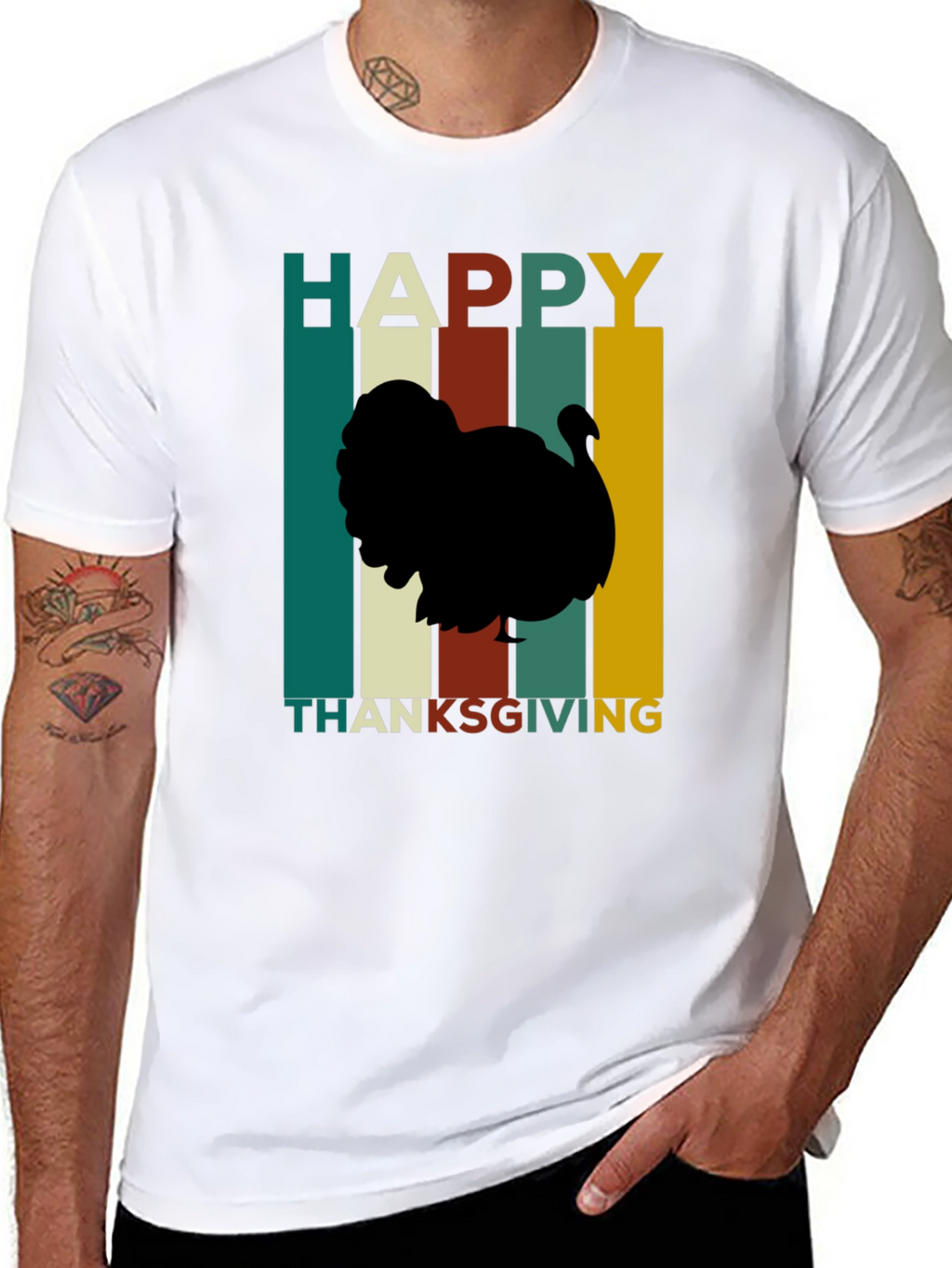 Happy Thanksgiving Turkey Silhouette T-Shirt