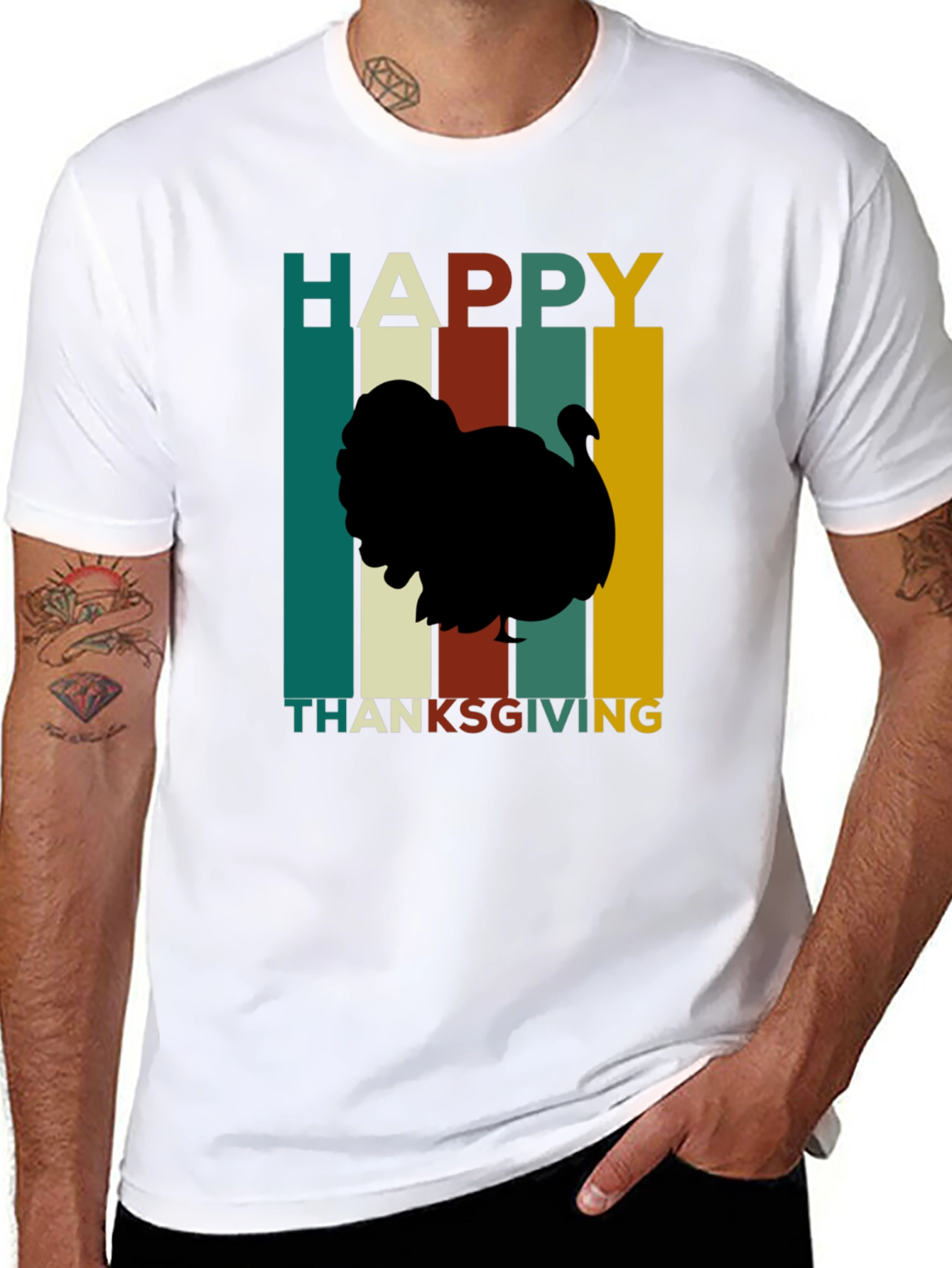 Happy Thanksgiving Turkey Silhouette T-Shirt