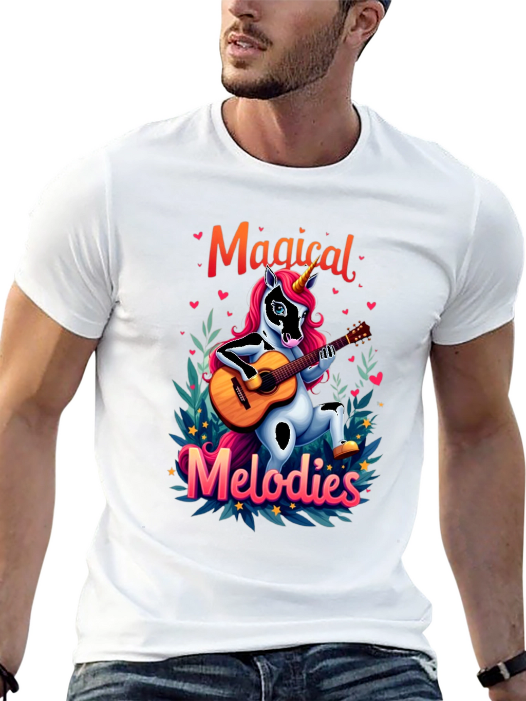 Magical Melodies Unicorn Guitarist Graphic Tee