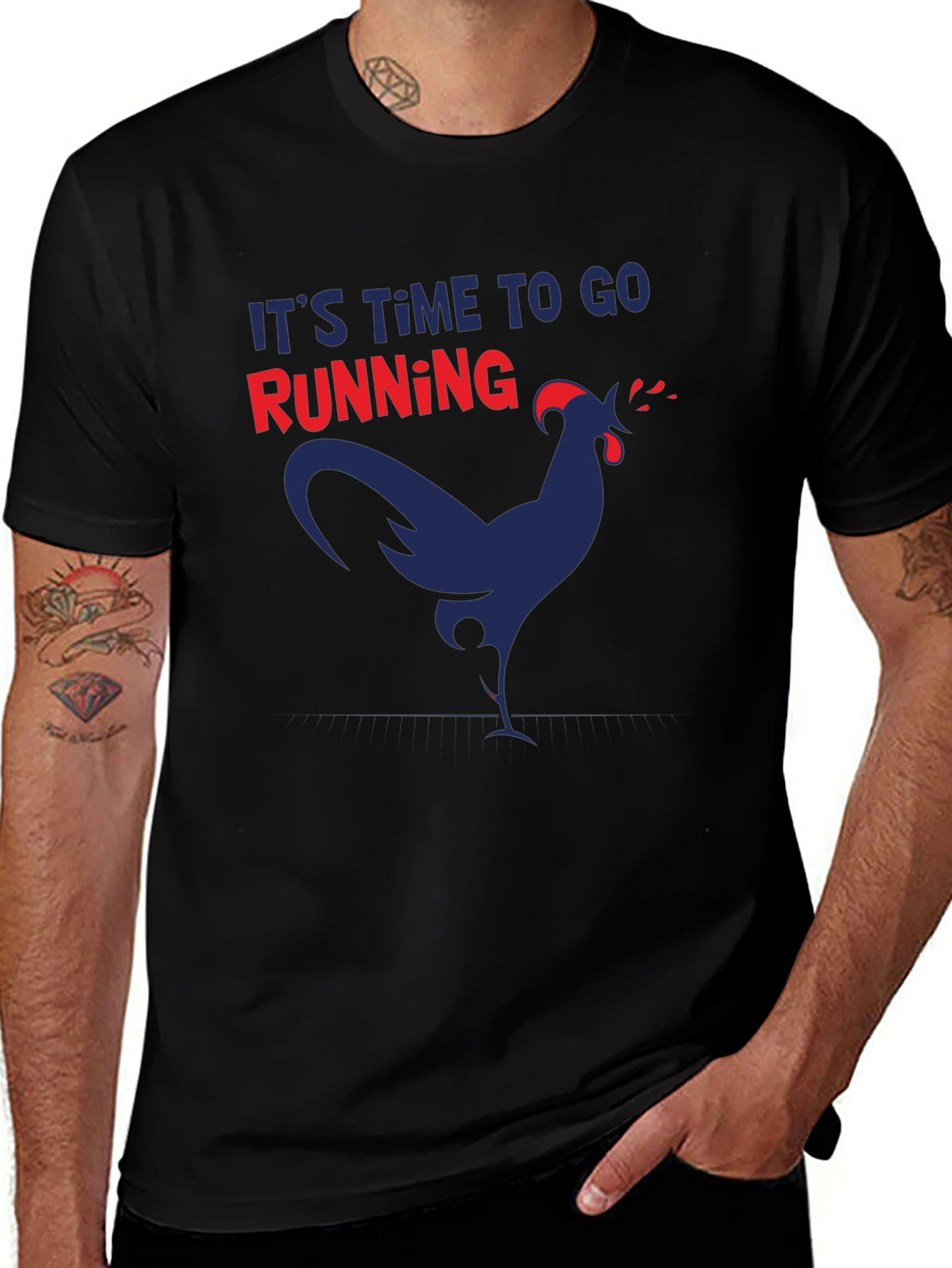 Its Time to Go Running Funny Chicken Graphic T-Shirt