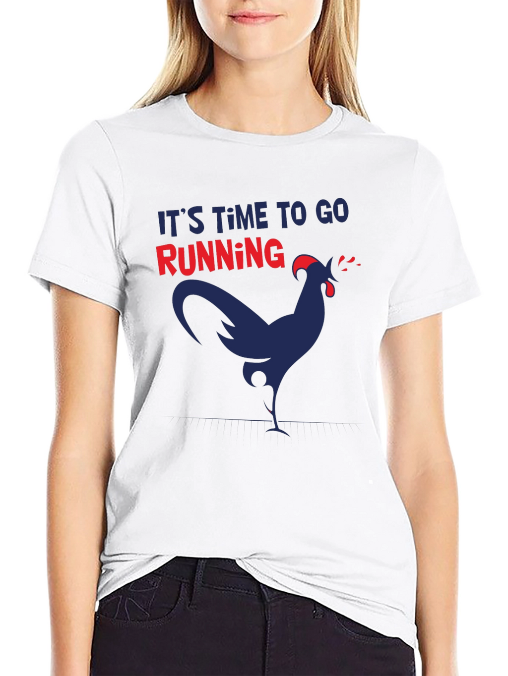 Its Time to Go Running Funny Chicken Graphic T-Shirt