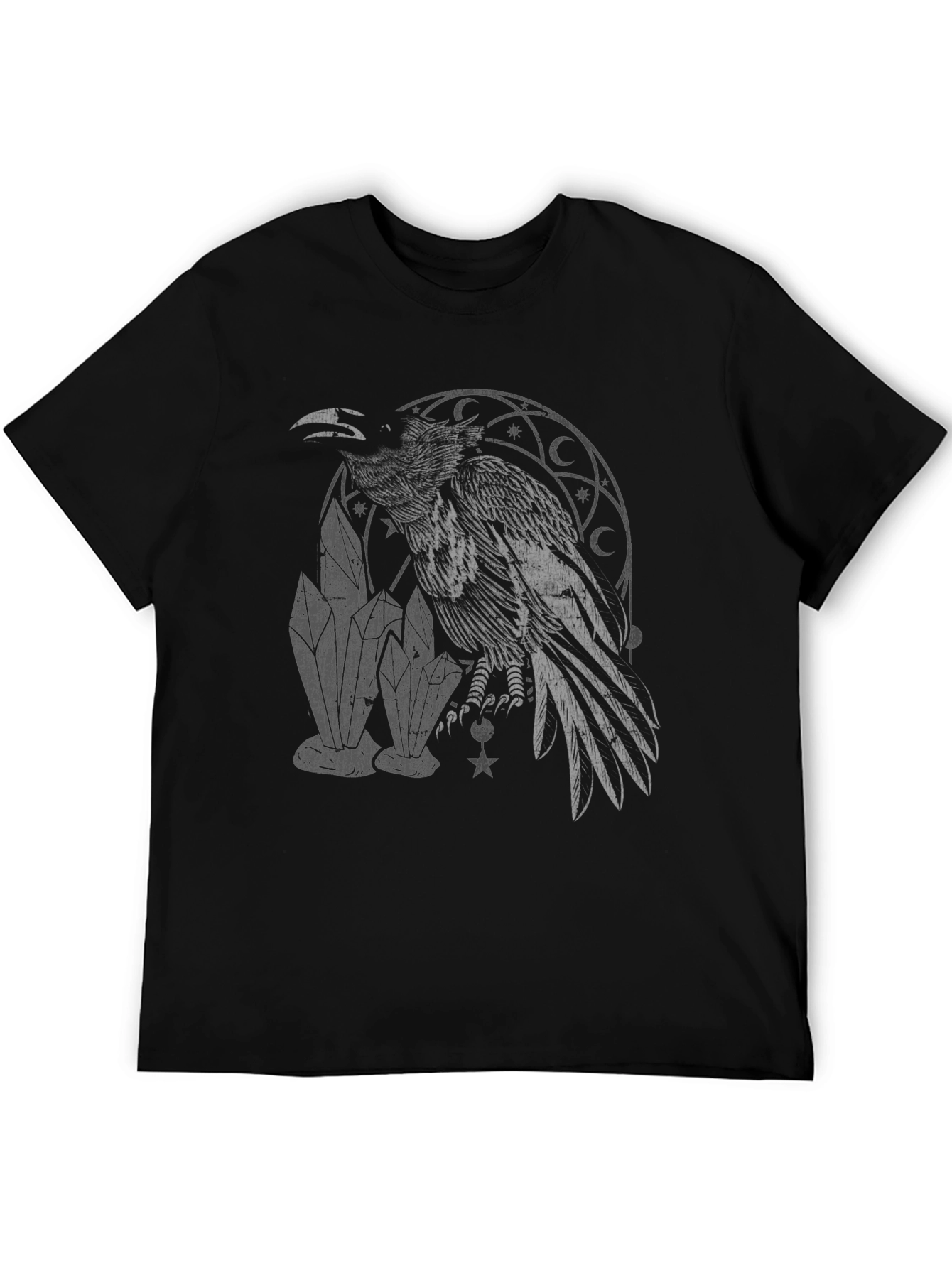 Raven & Crystals Graphic Tee - Dark Mystical Style