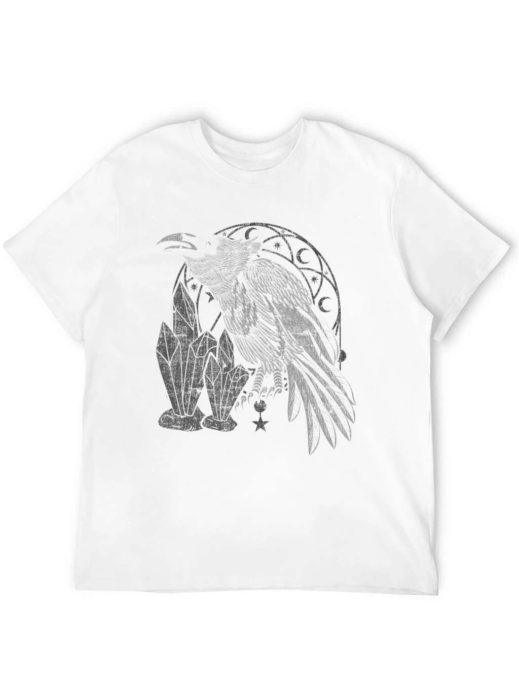 Raven & Crystals Graphic Tee - Dark Mystical Style