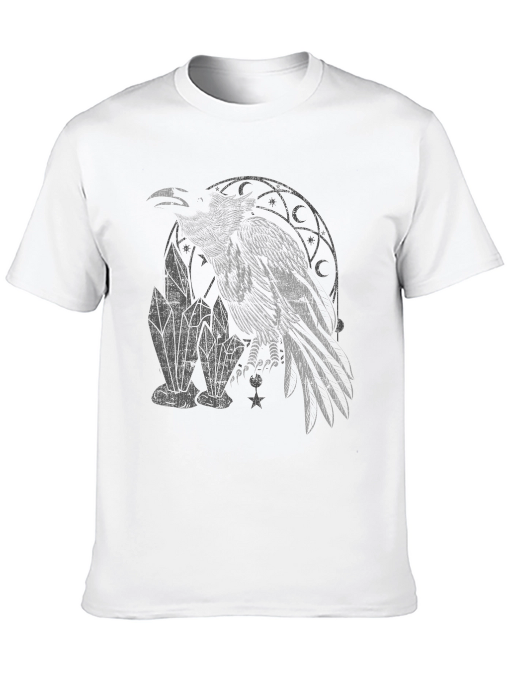 Raven & Crystals Graphic Tee - Dark Mystical Style