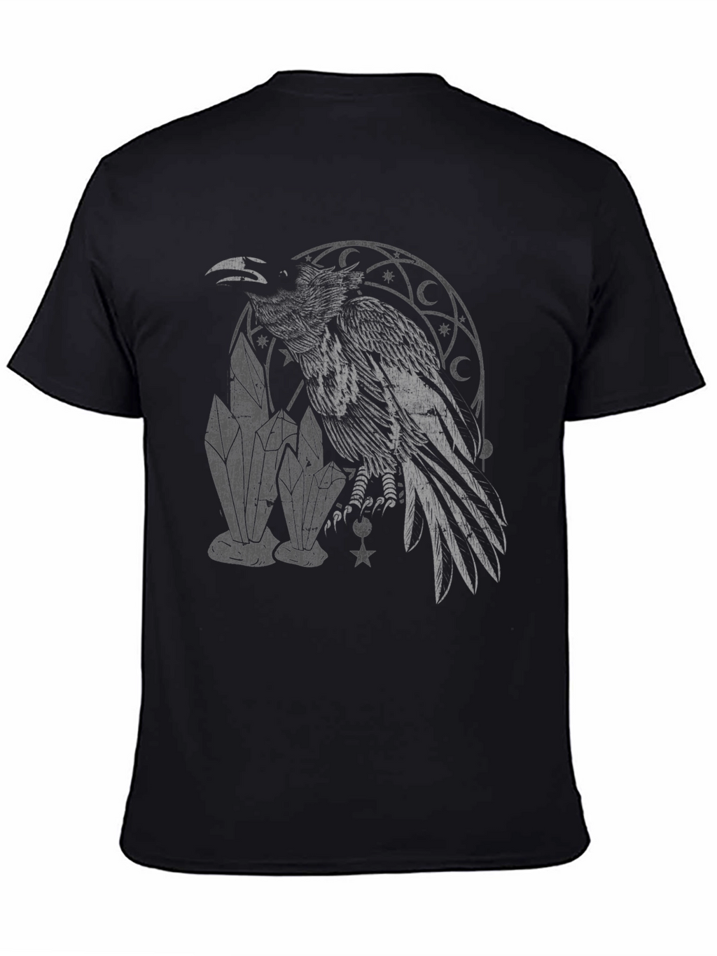 Raven & Crystals Graphic Tee - Dark Mystical Style