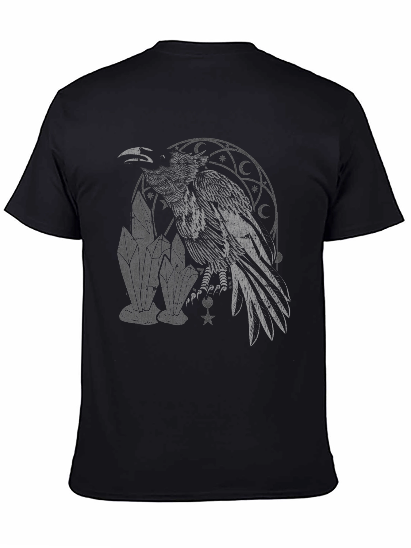 Raven & Crystals Graphic Tee - Dark Mystical Style