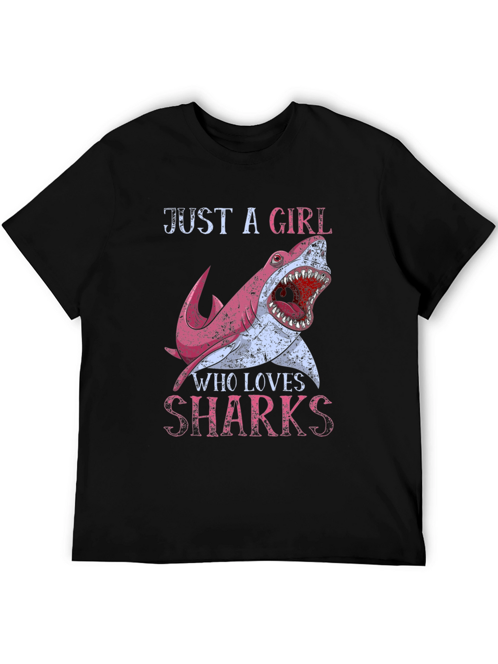 Girl Loves Sharks T-Shirt - Novelty Graphic Tee