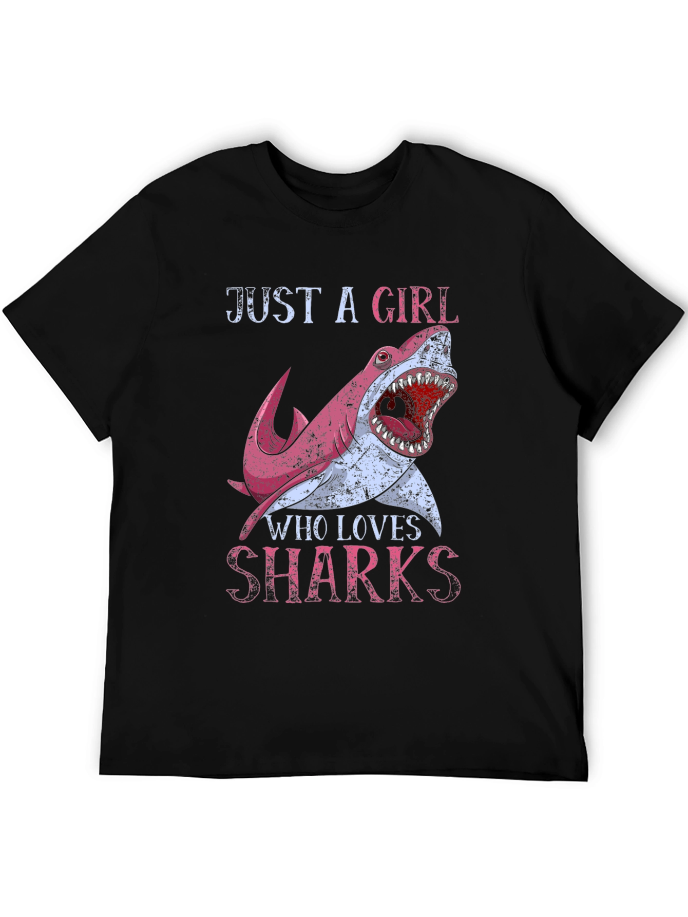 Girl Loves Sharks T-Shirt - Novelty Graphic Tee
