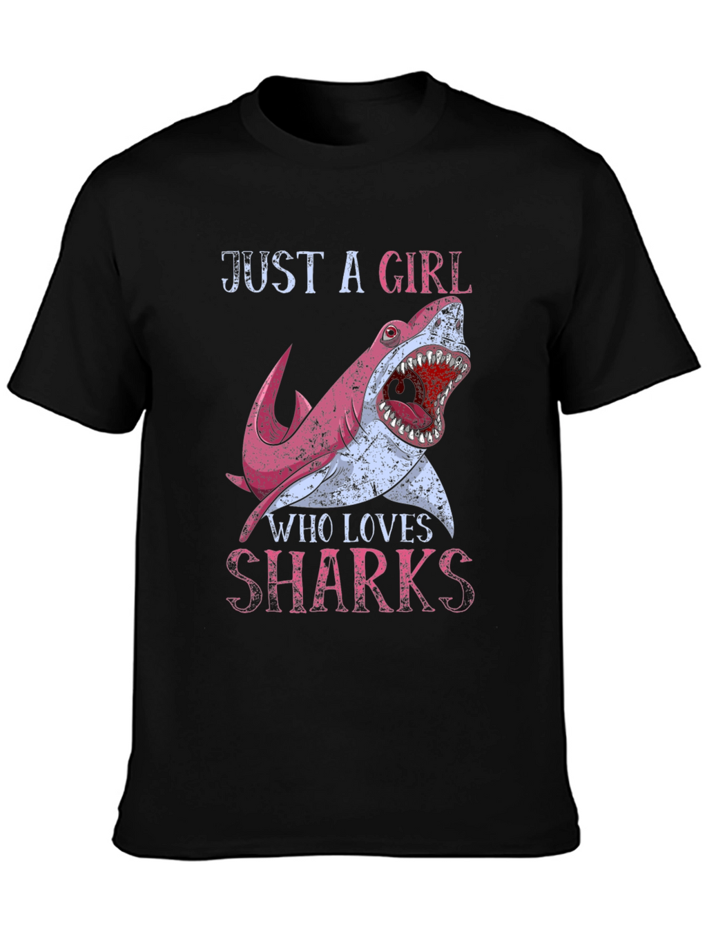 Girl Loves Sharks T-Shirt - Novelty Graphic Tee