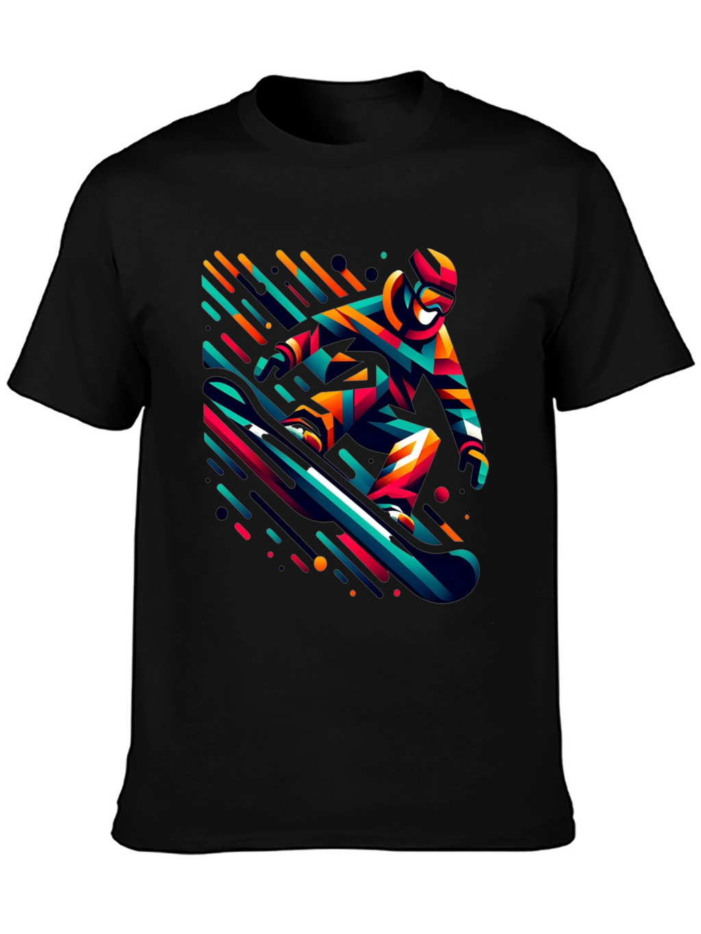 Cool Snowboarder Graphic Black T-Shirt