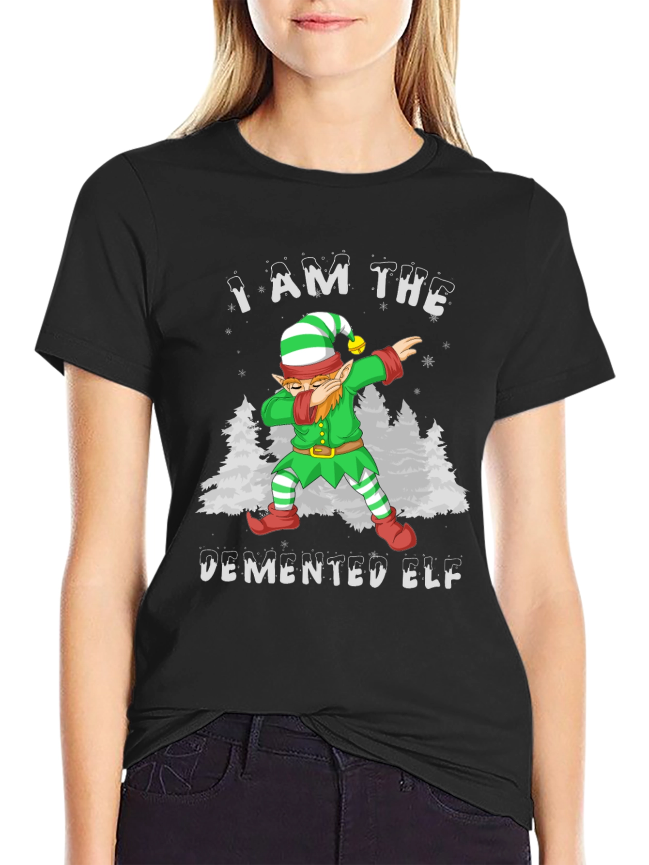 Demented Elf Dabbing Graphic Tee