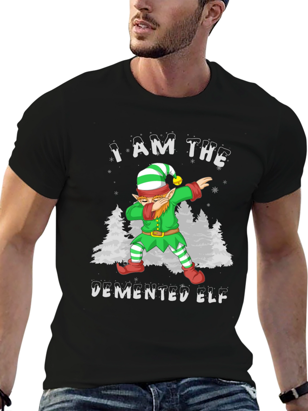 Demented Elf Dabbing Graphic Tee