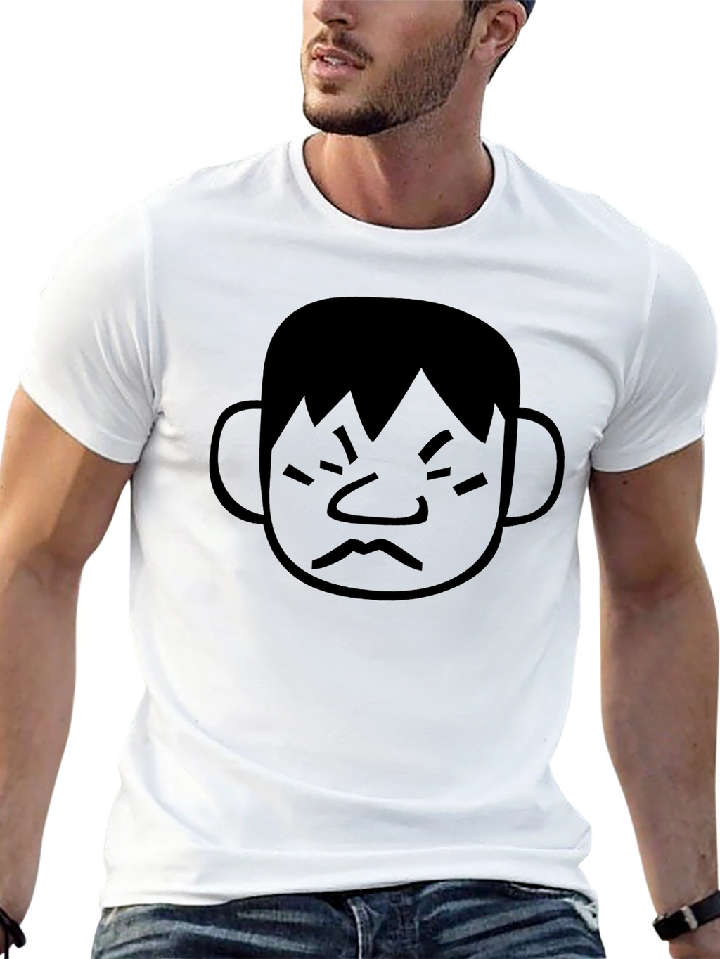 Grumpy Face Graphic Tee - Black