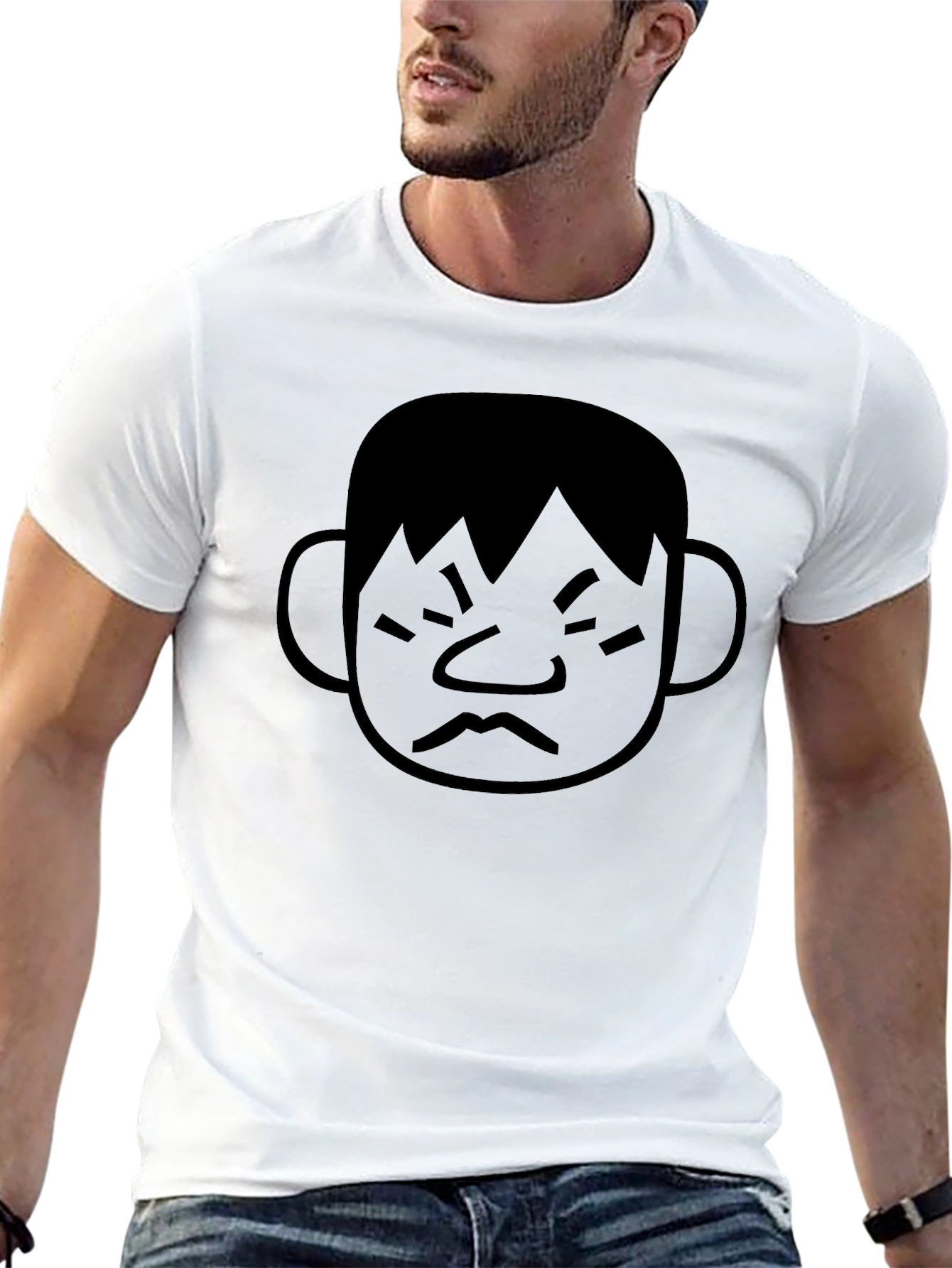 Grumpy Face Graphic Tee - Black