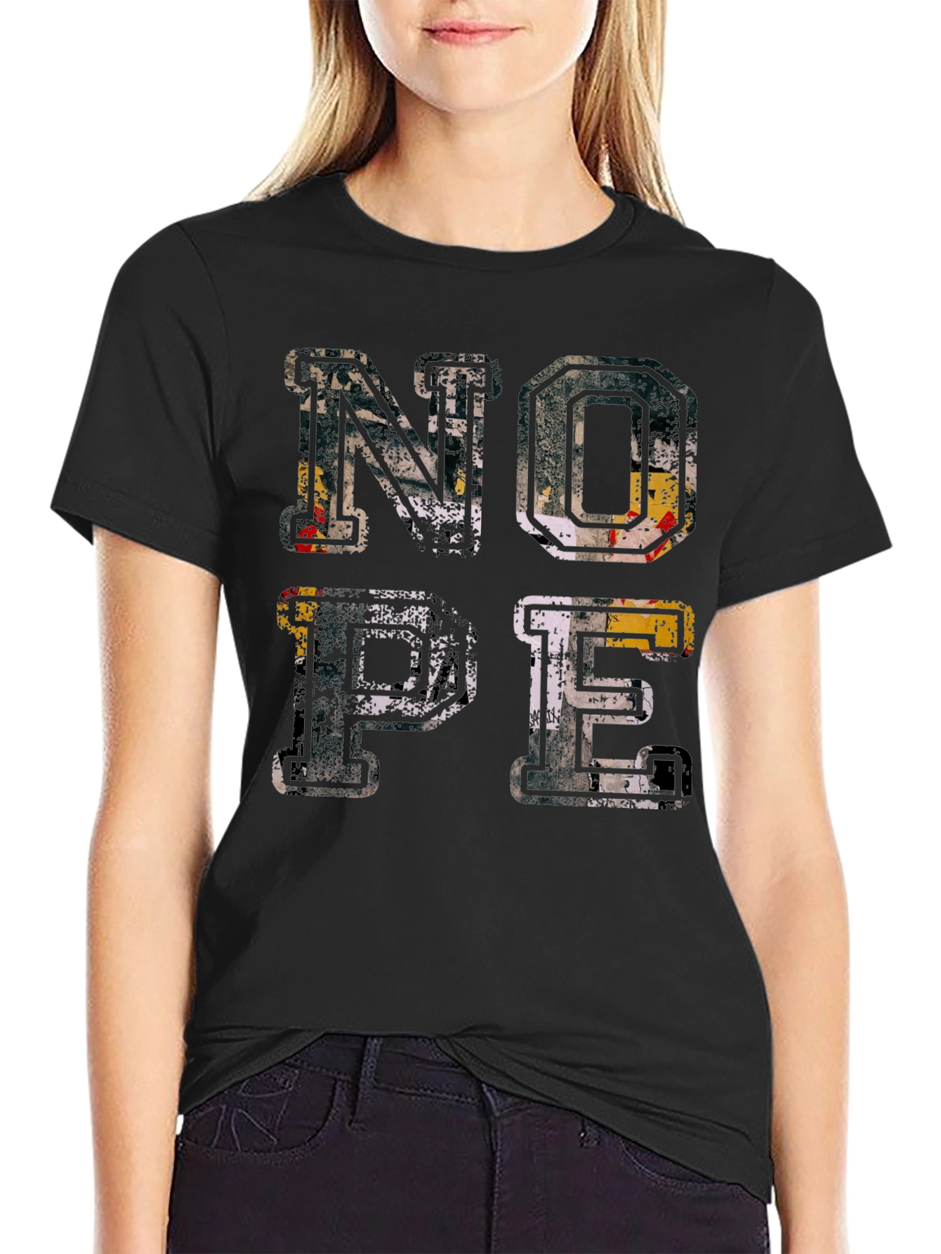 Nope Graphic T-Shirt - Distressed Print