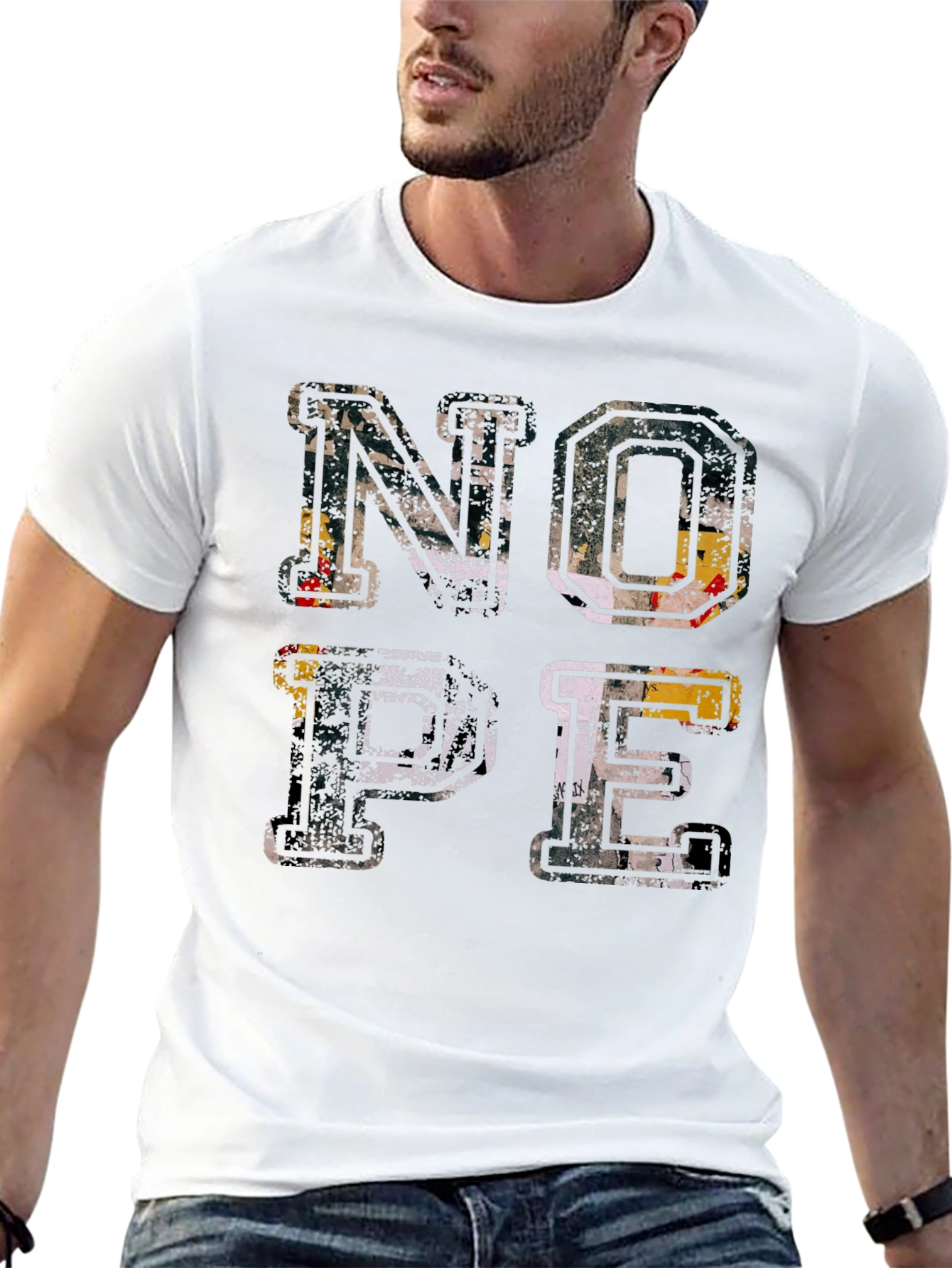 Nope Graphic T-Shirt - Distressed Print