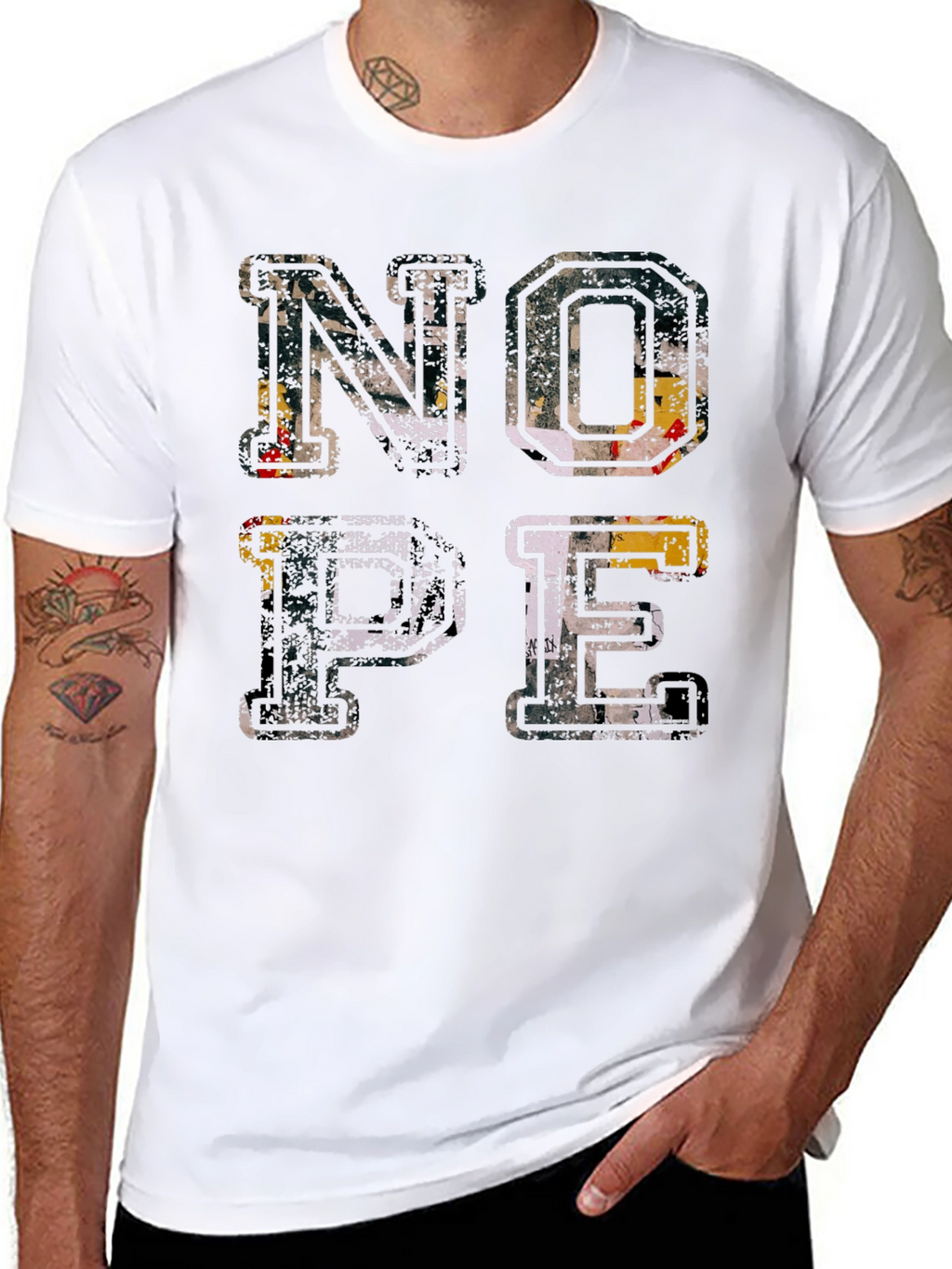 Nope Graphic T-Shirt - Distressed Print