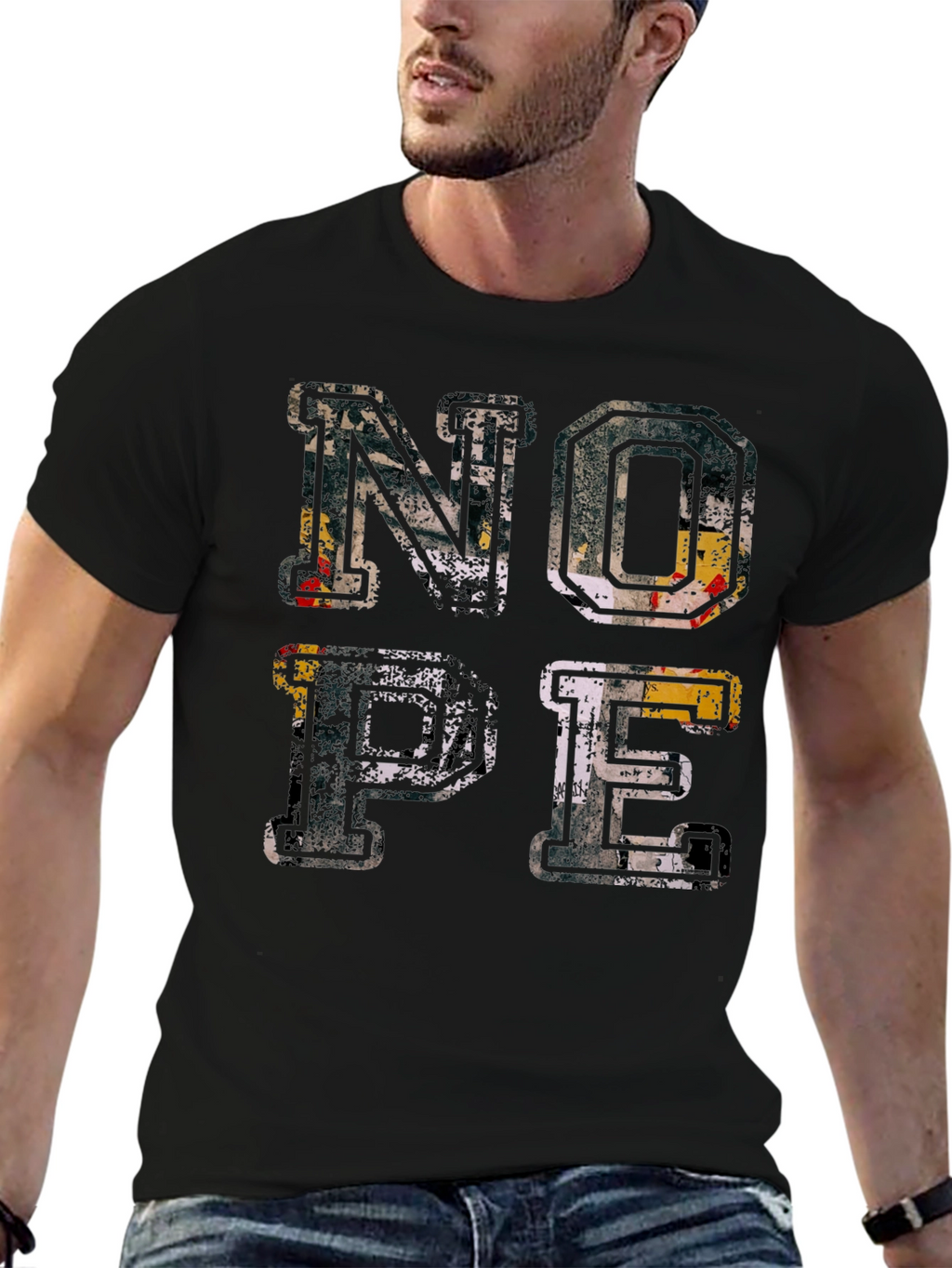 Nope Graphic T-Shirt - Distressed Print