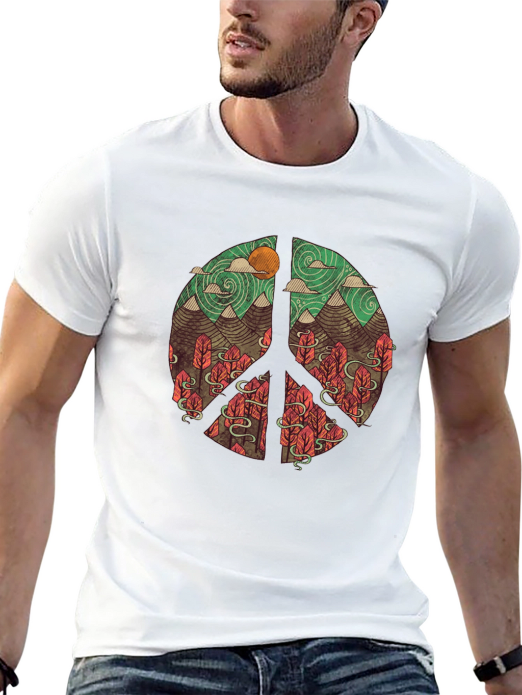Nature Peace Sign Graphic T-Shirt