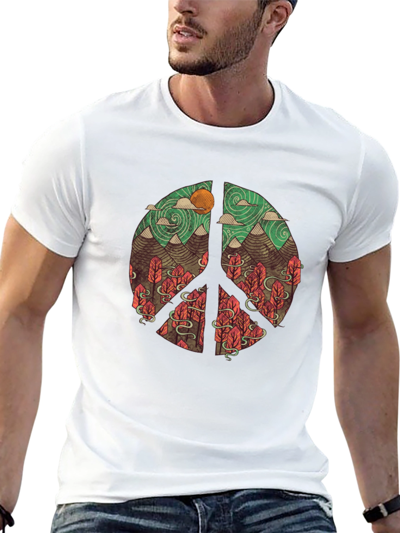 Nature Peace Sign Graphic T-Shirt
