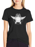 Graphic Print Crewneck T-Shirt - Black