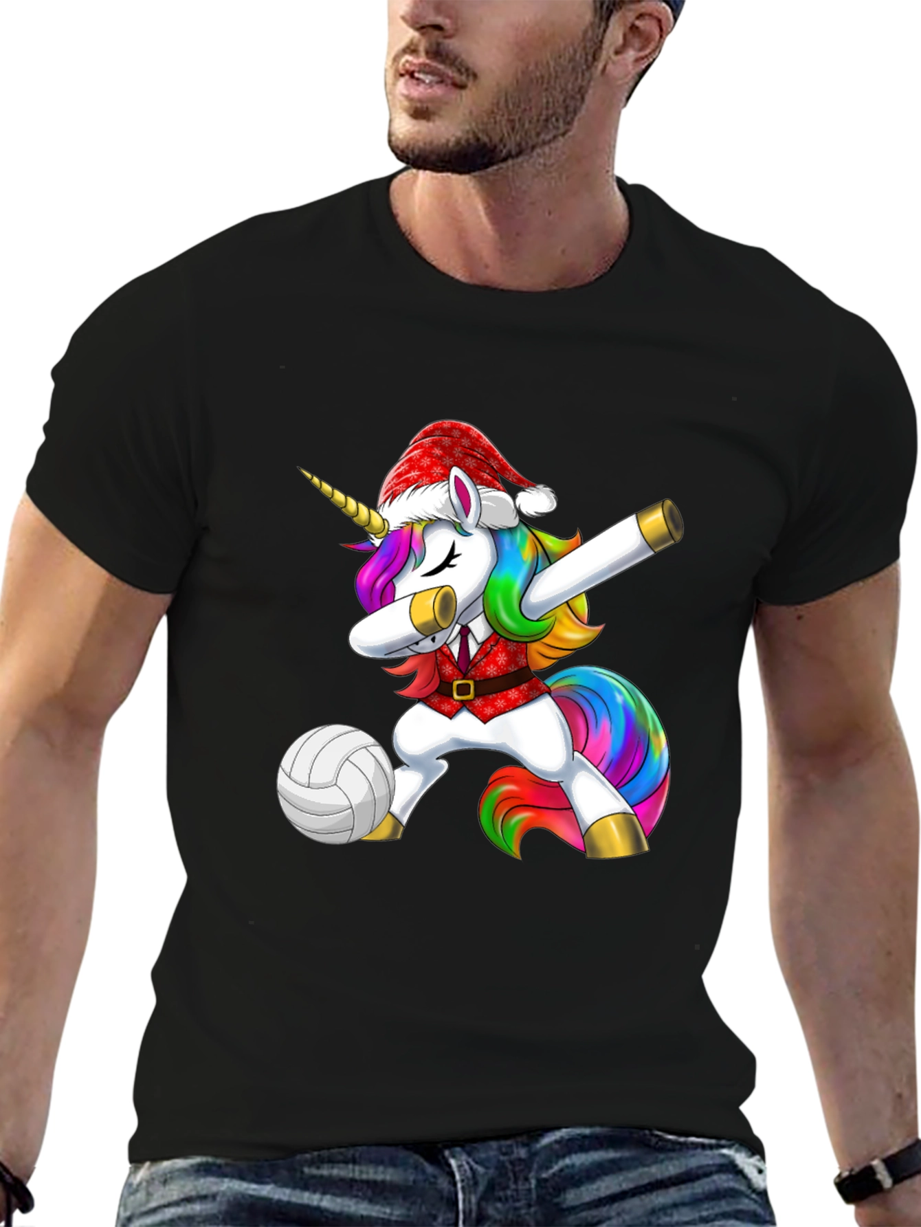 Dabbing Unicorn Volleyball Christmas T-Shirt