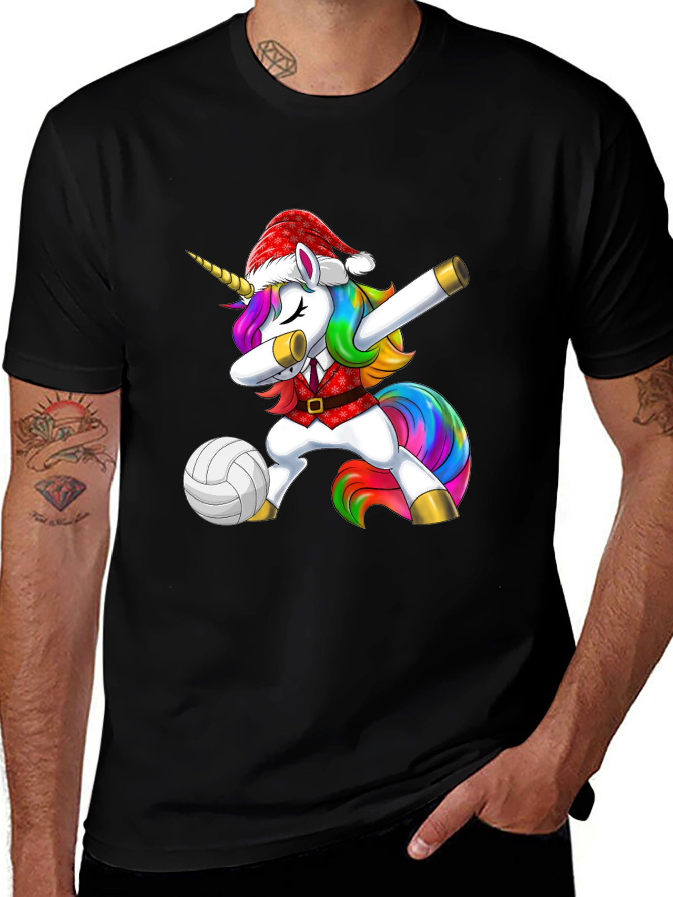 Dabbing Unicorn Volleyball Christmas T-Shirt