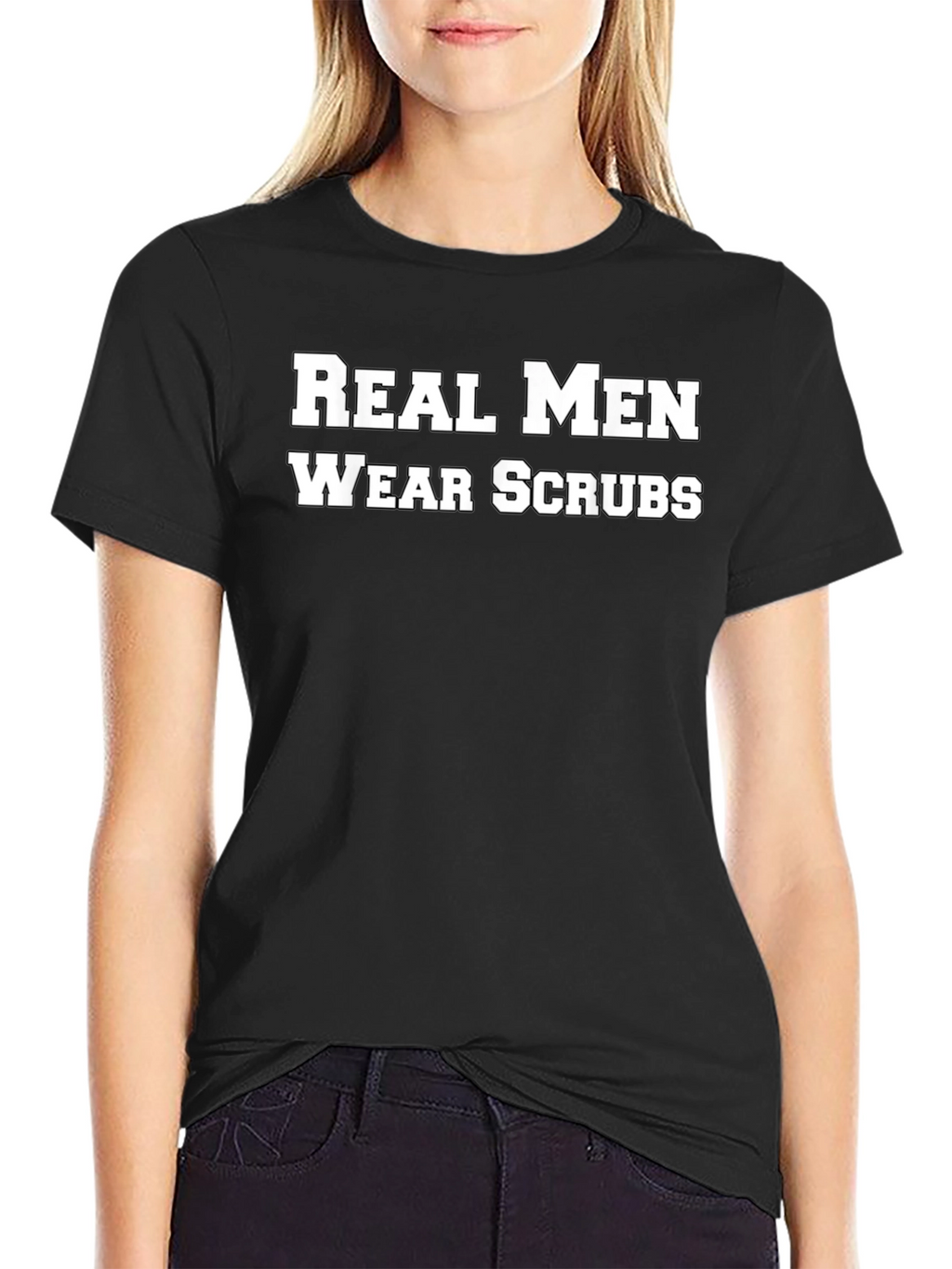 Real Men Wear Scrubs Black T-Shirt