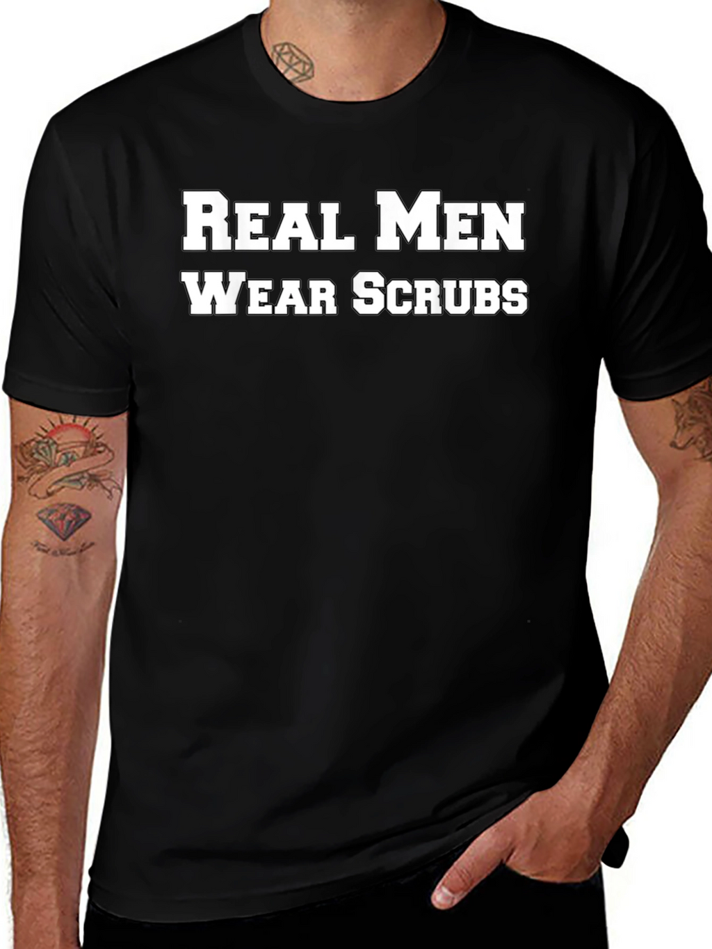 Real Men Wear Scrubs Black T-Shirt