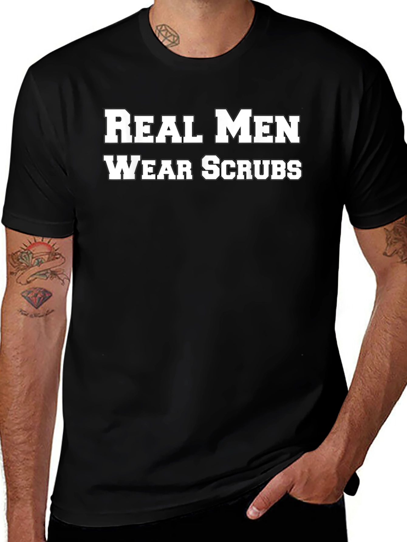 Real Men Wear Scrubs Black T-Shirt