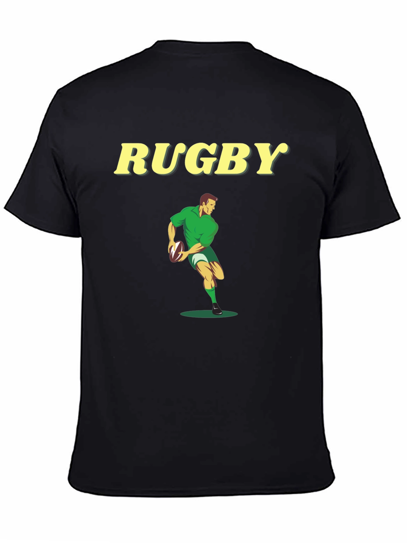 Rugby Player Graphic Tee - Black Cotton