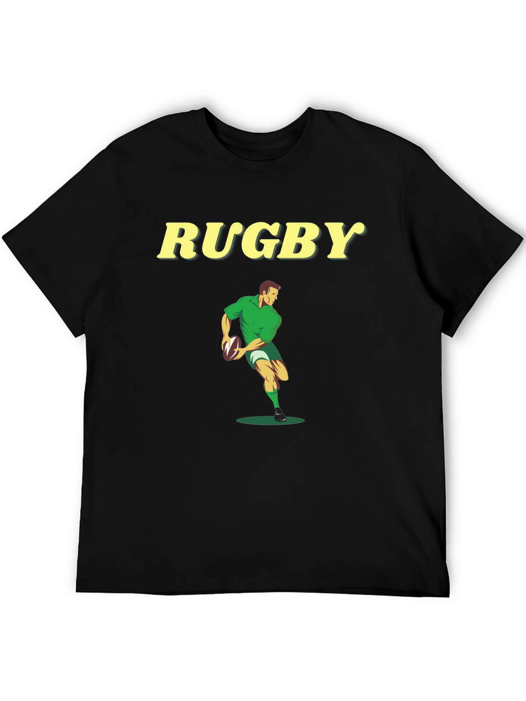 Rugby Player Graphic Tee - Black Cotton