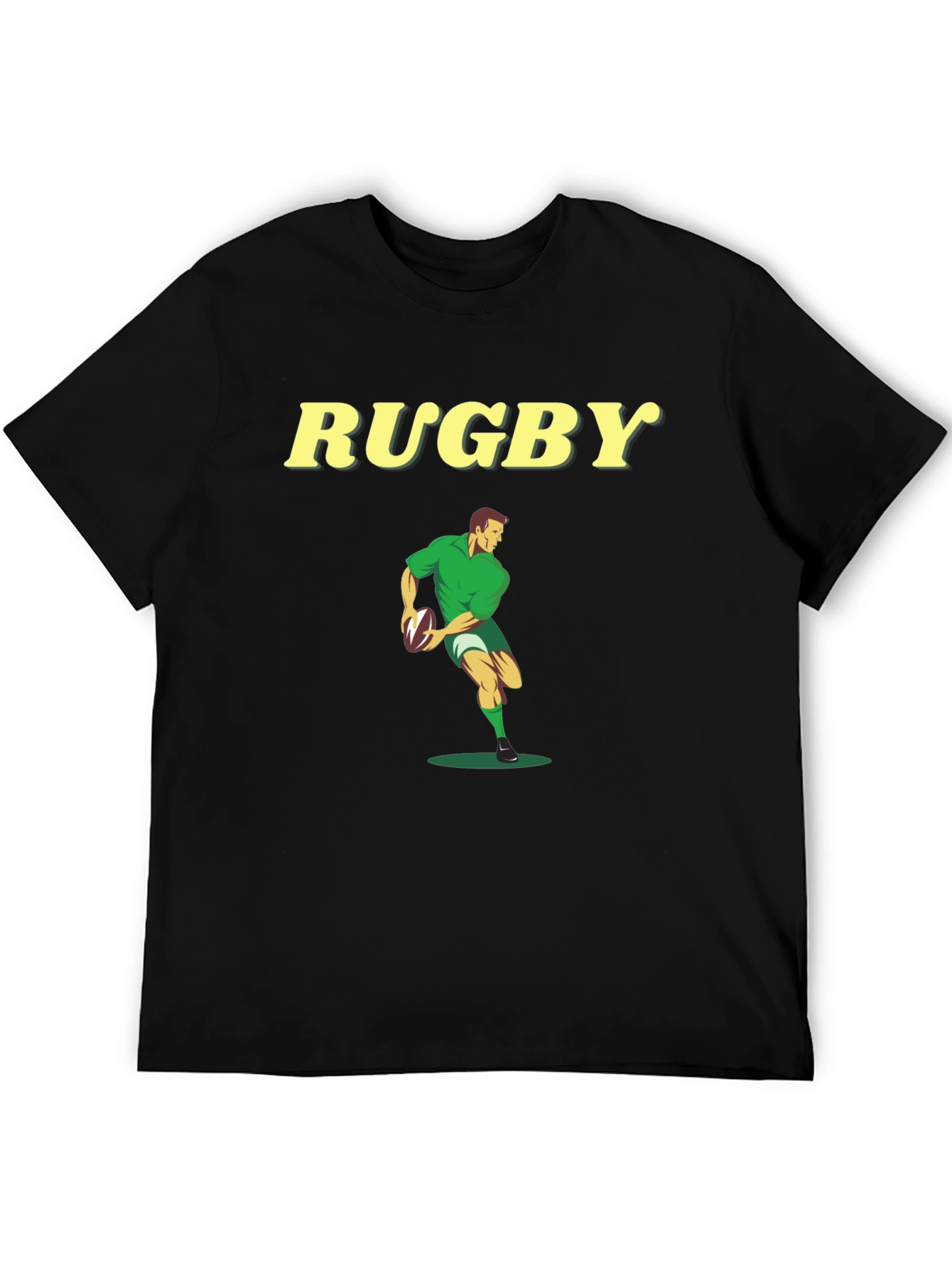 Rugby Player Graphic Tee - Black Cotton