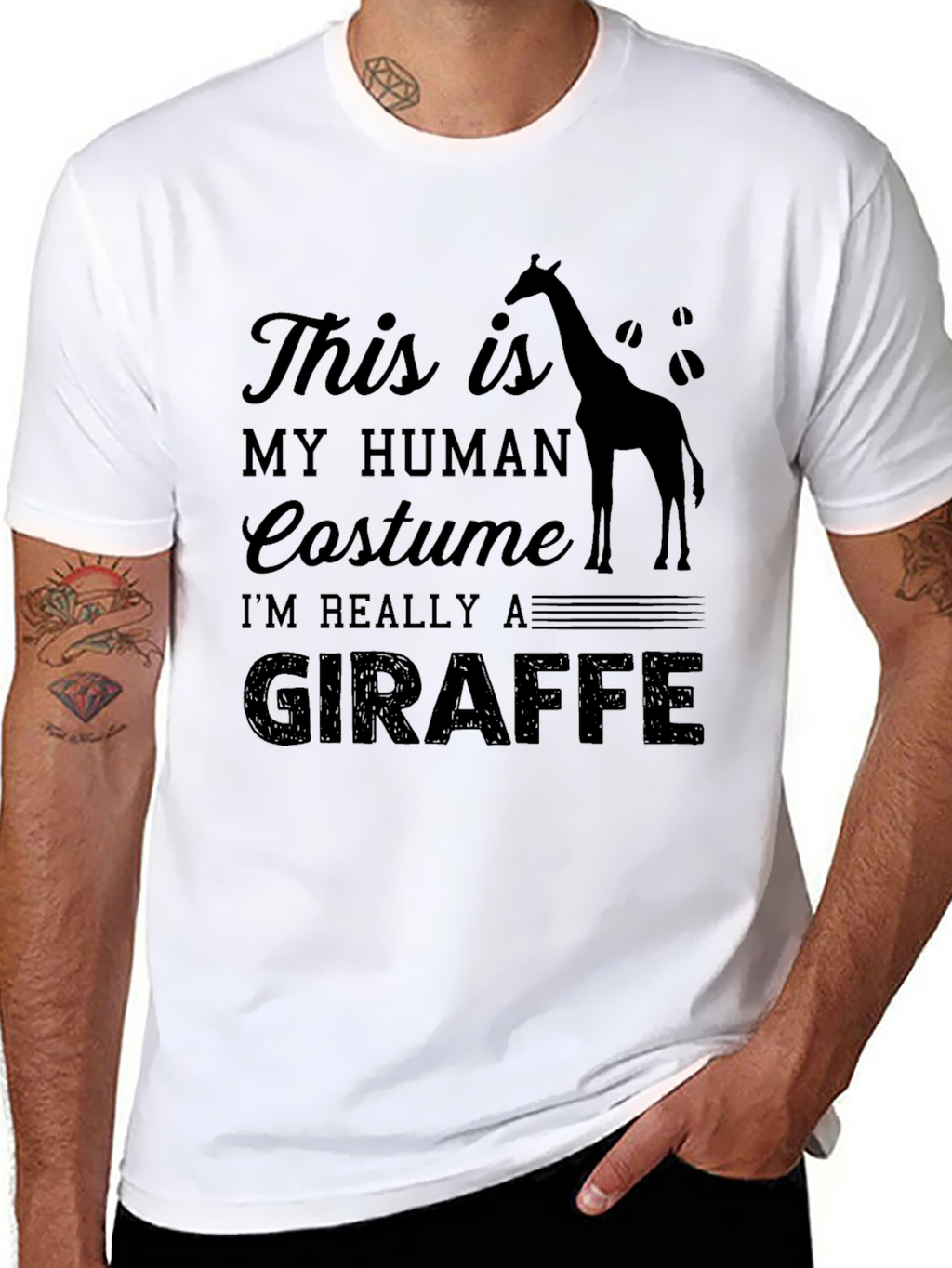 Human Costume Giraffe Black T-Shirt