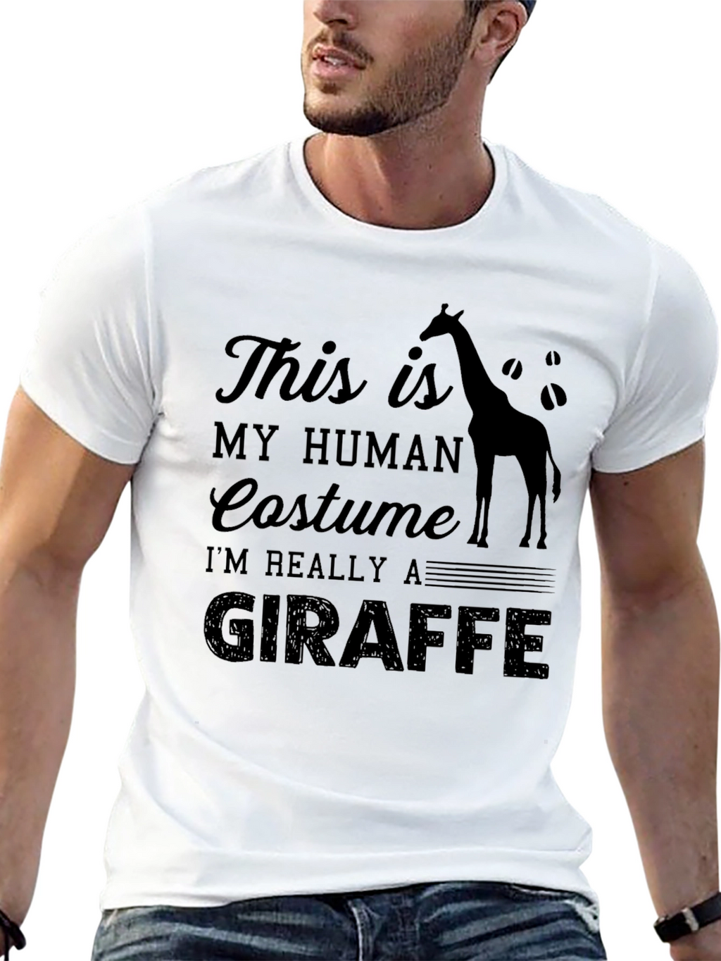 Human Costume Giraffe Black T-Shirt