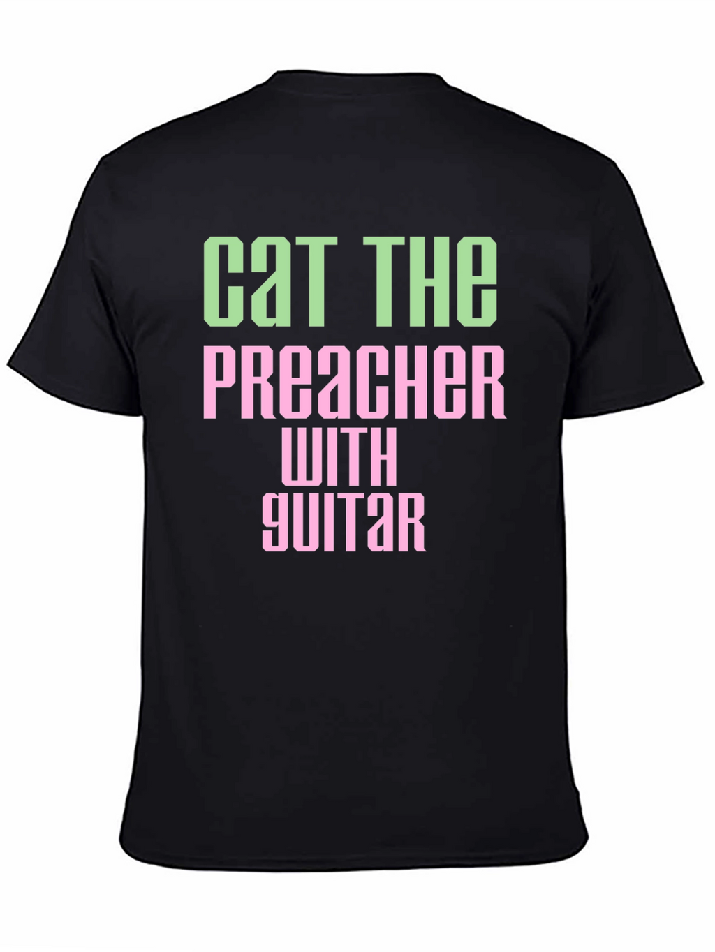 Cat The Preacher with Guitar Graphic T-Shirt