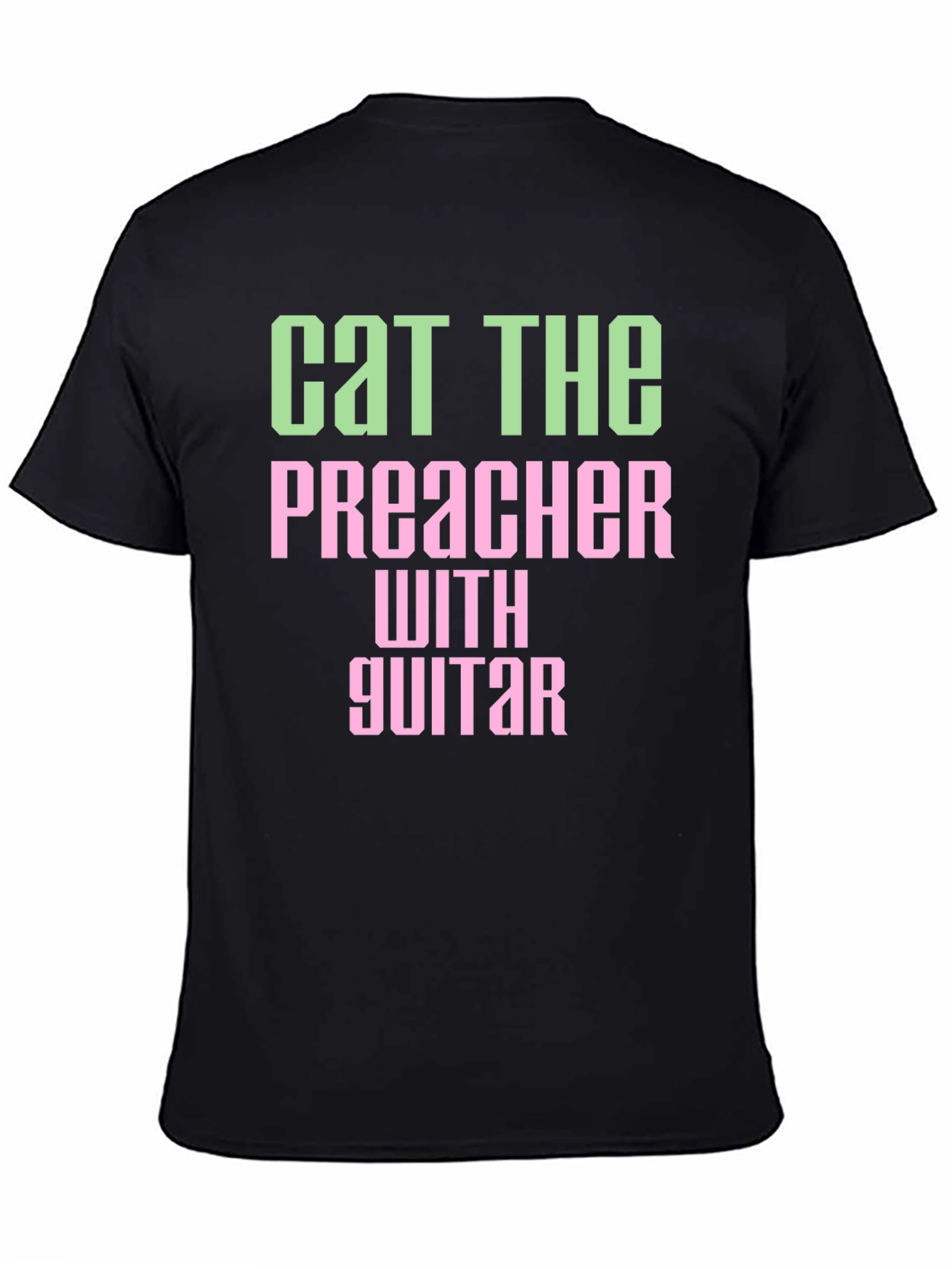 Cat The Preacher with Guitar Graphic T-Shirt