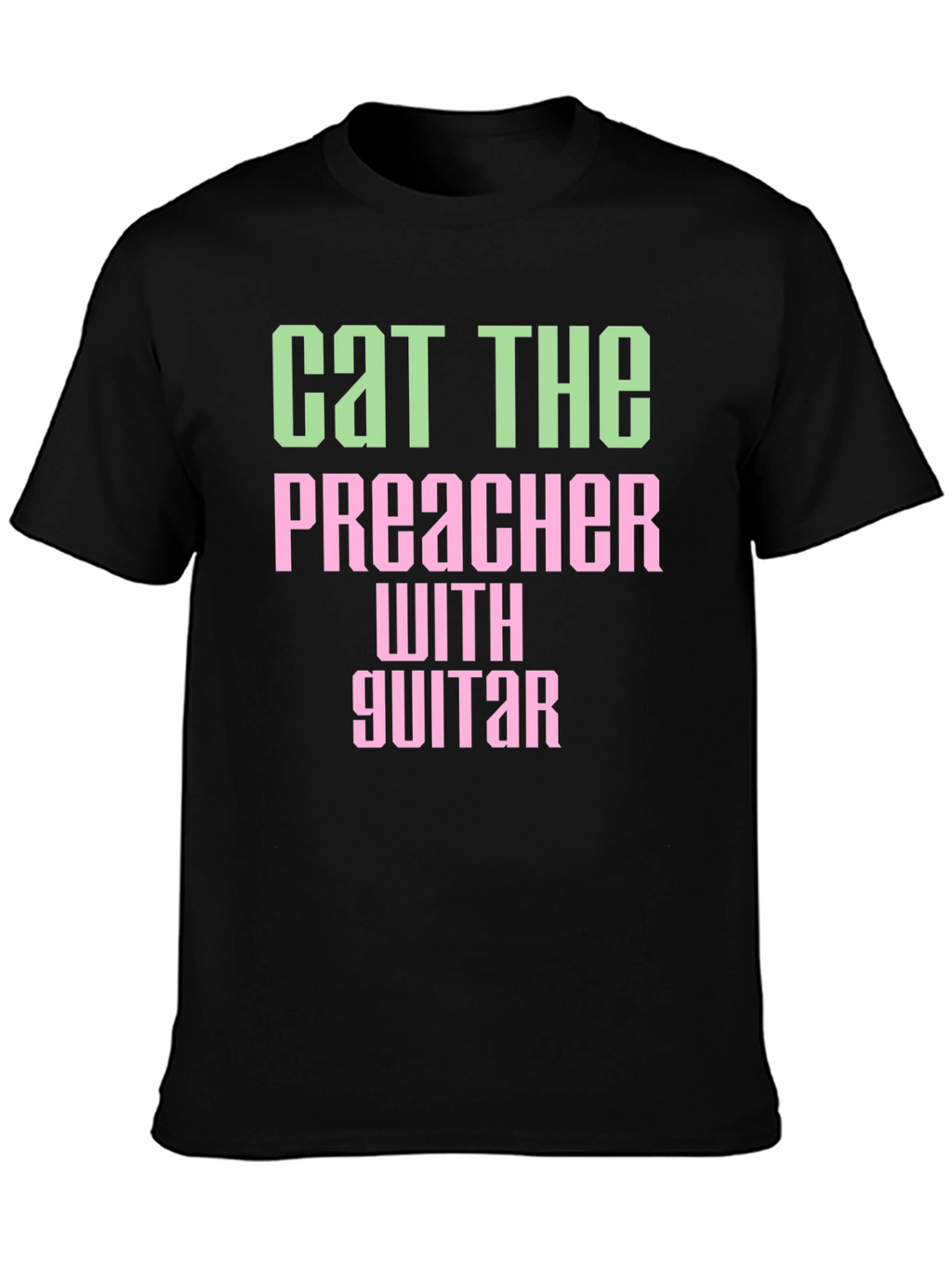 Cat The Preacher with Guitar Graphic T-Shirt
