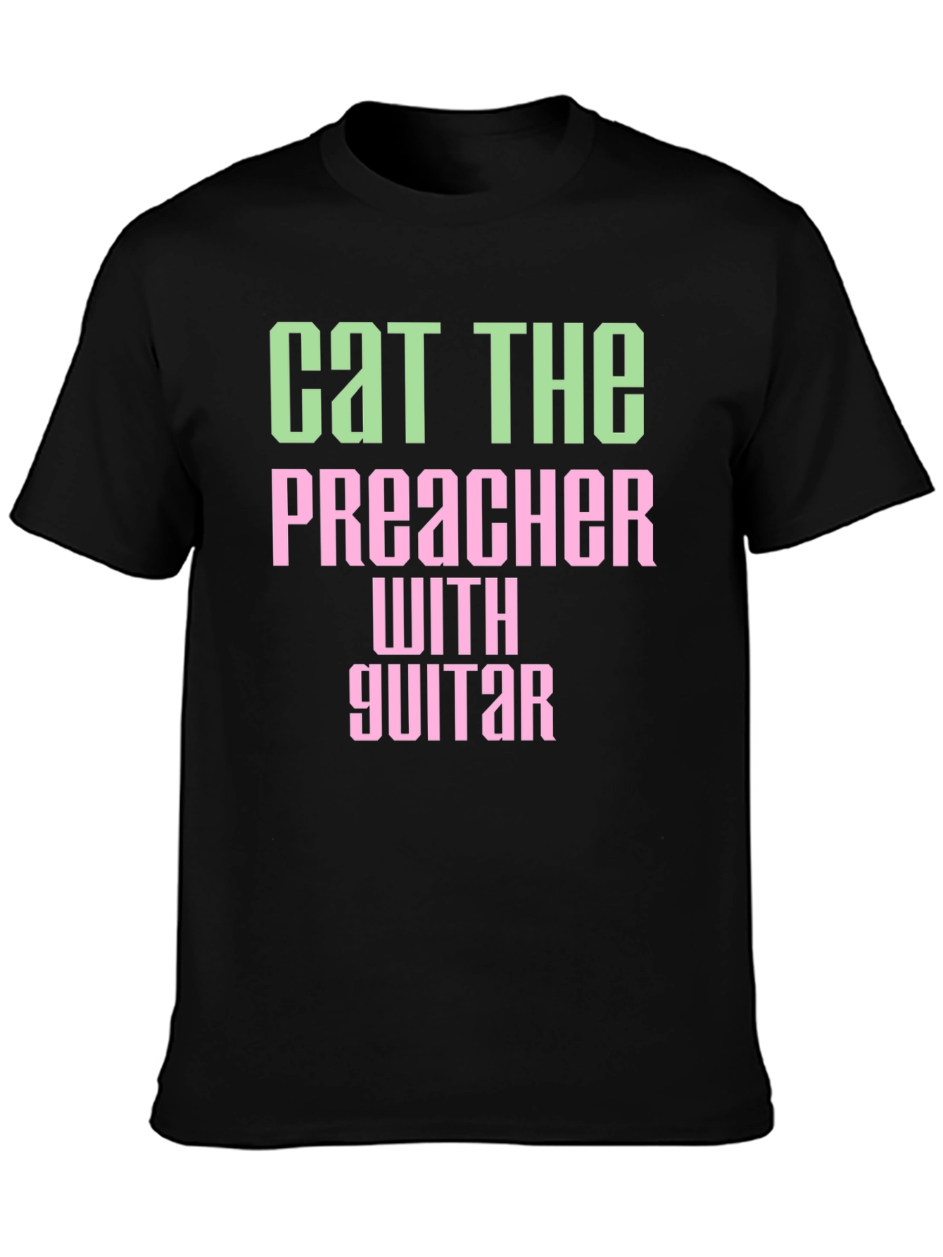 Cat The Preacher with Guitar Graphic T-Shirt