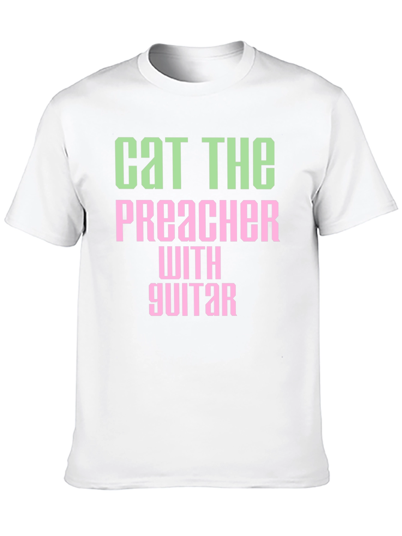 Cat The Preacher with Guitar Graphic T-Shirt