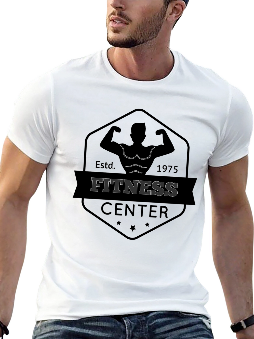 Mens Fitness Center Black Graphic Tee