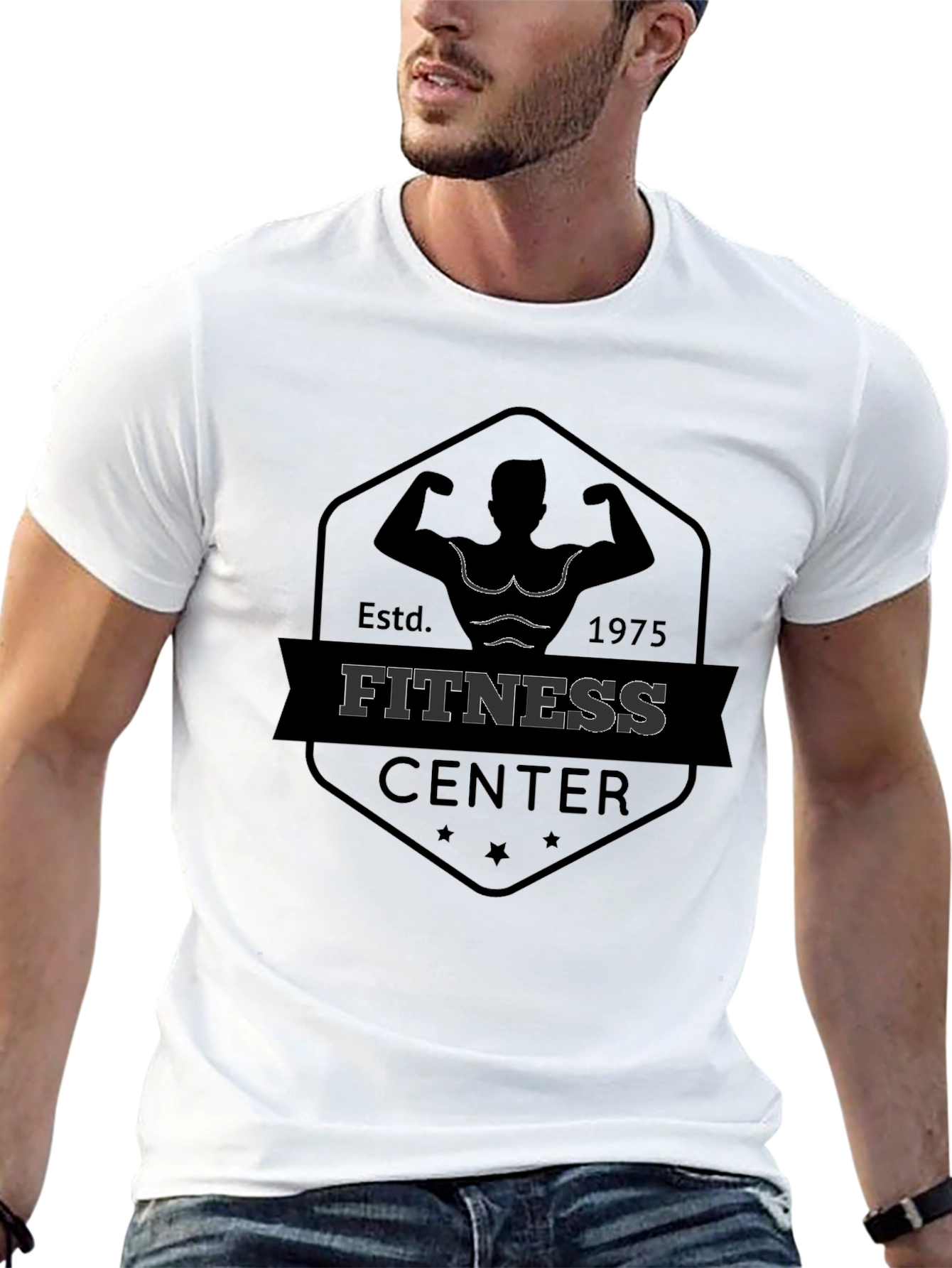 Mens Fitness Center Black Graphic Tee
