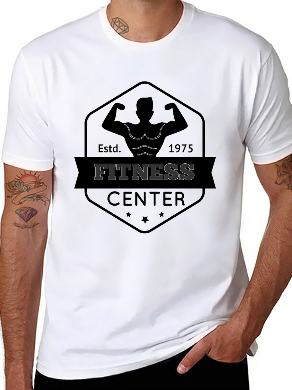 Mens Fitness Center Black Graphic Tee