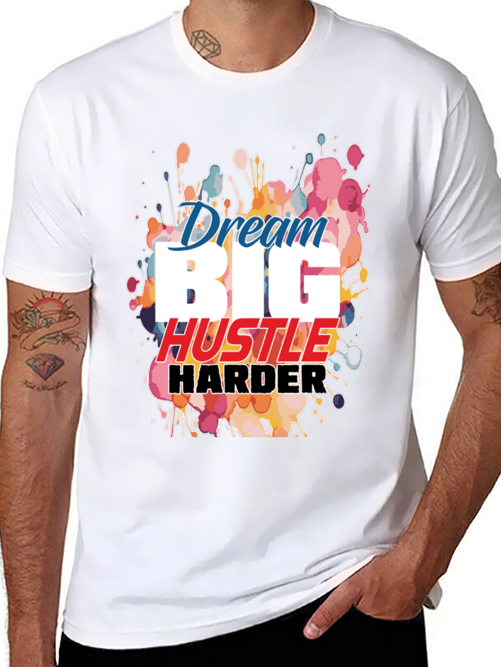 Dream Big Hustle Harder Black Graphic Tee