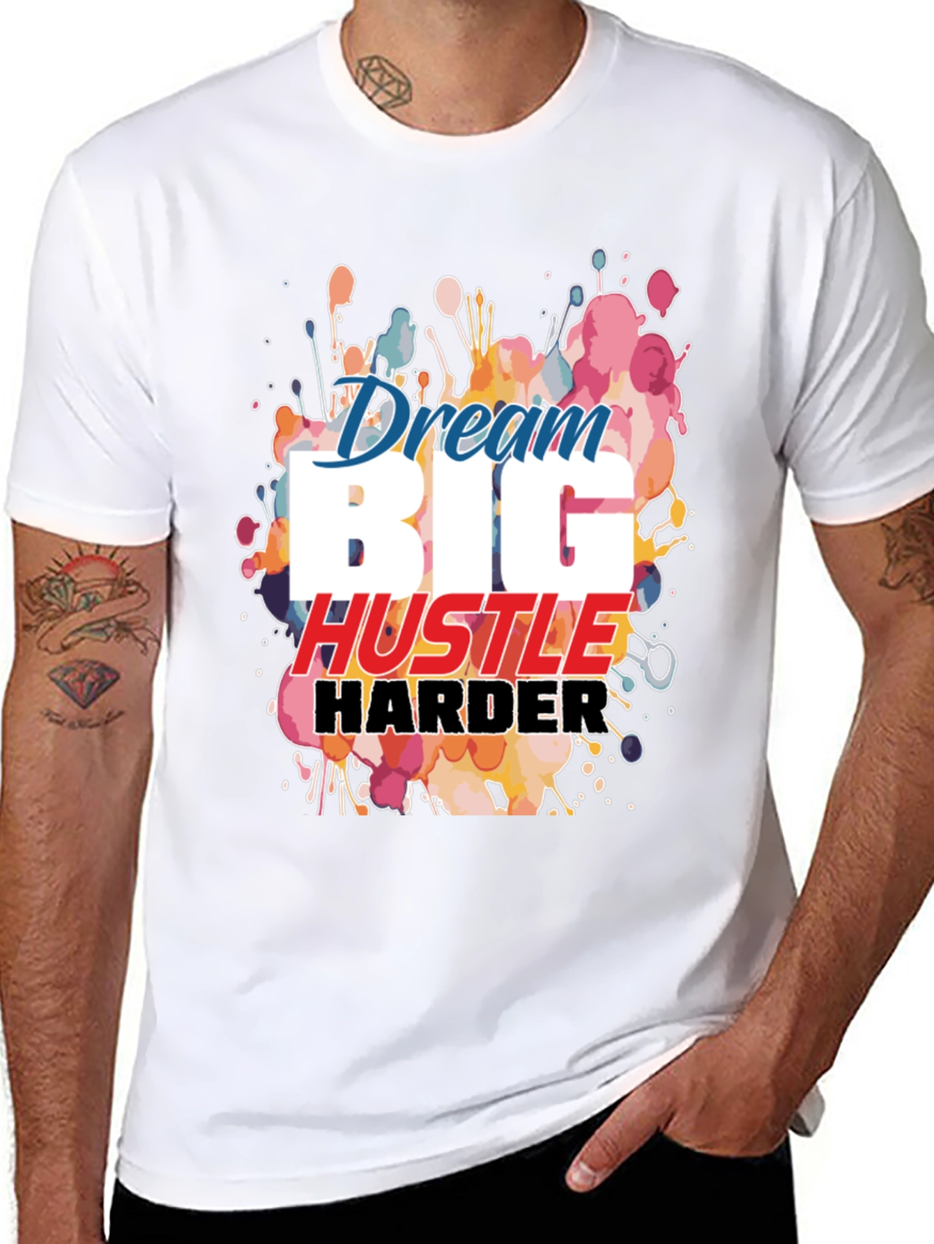 Dream Big Hustle Harder Black Graphic Tee