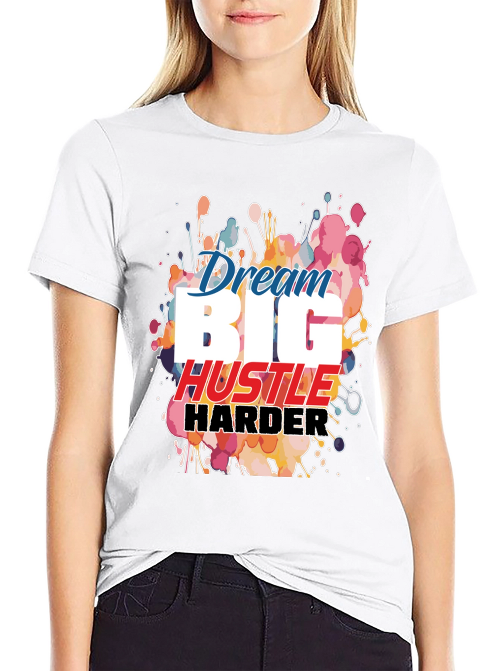 Dream Big Hustle Harder Black Graphic Tee